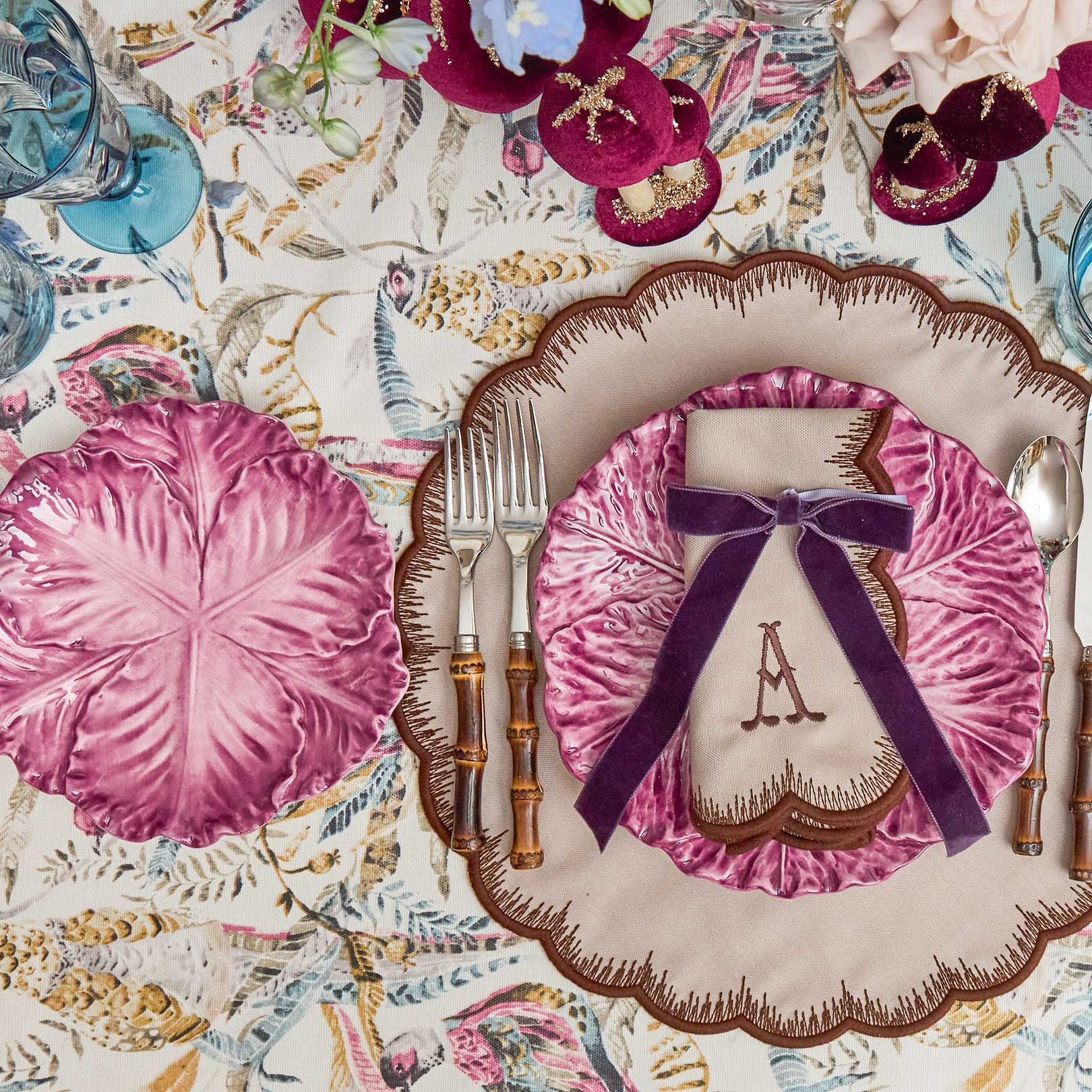 Aubergine Serena Cabbage Starter Plates (Set of 4)