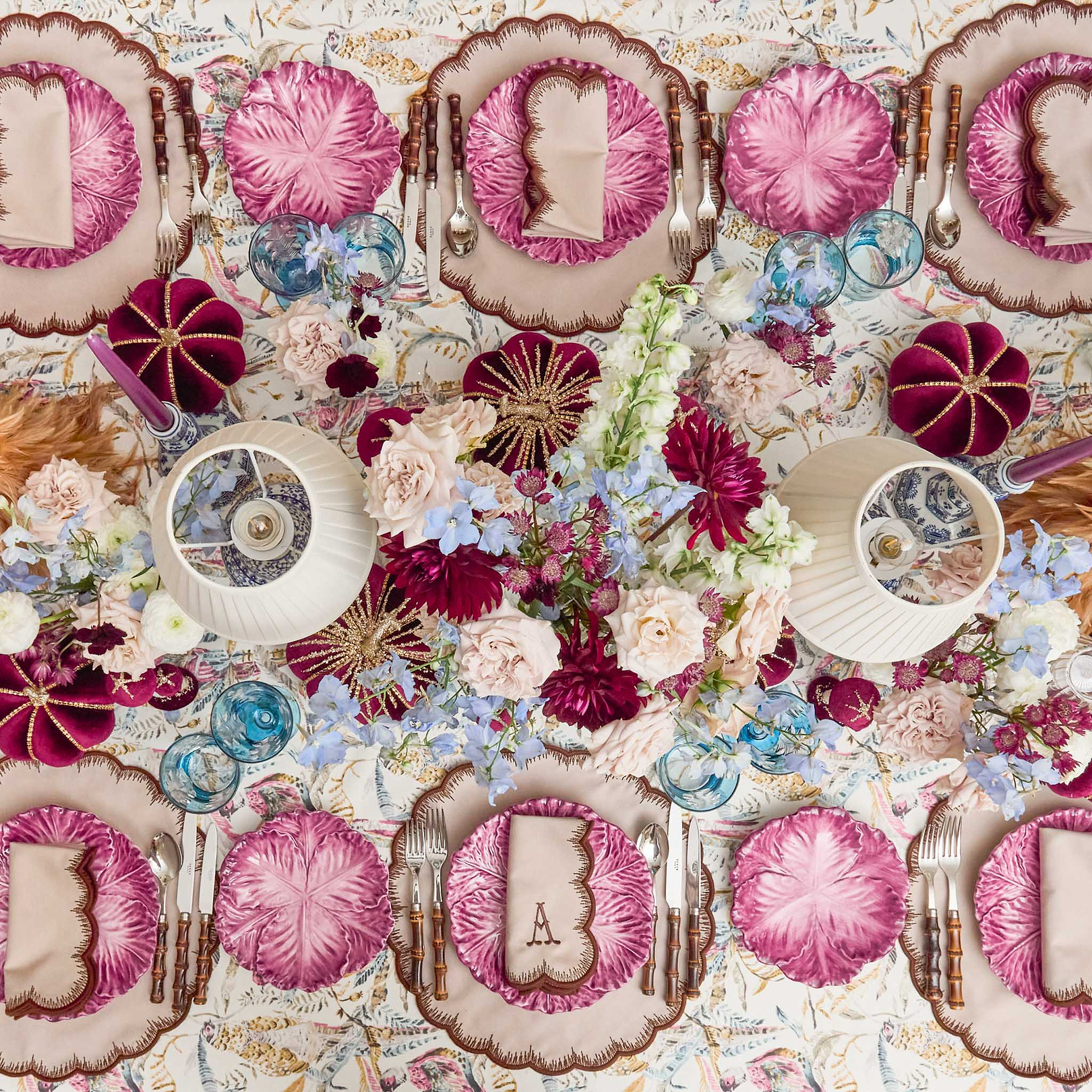 Aubergine Serena Cabbage Starter Plates (Set of 4)