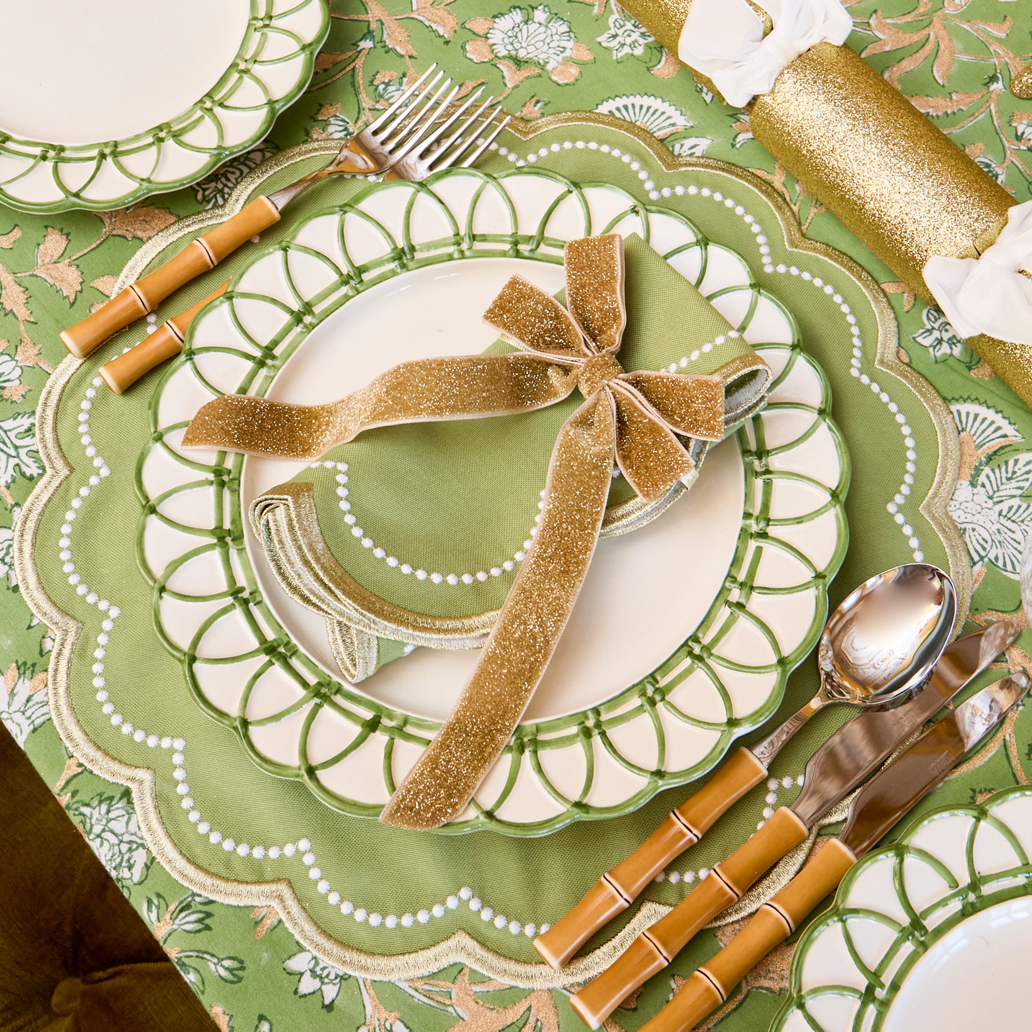 Green & Gold Davina Tablecloth