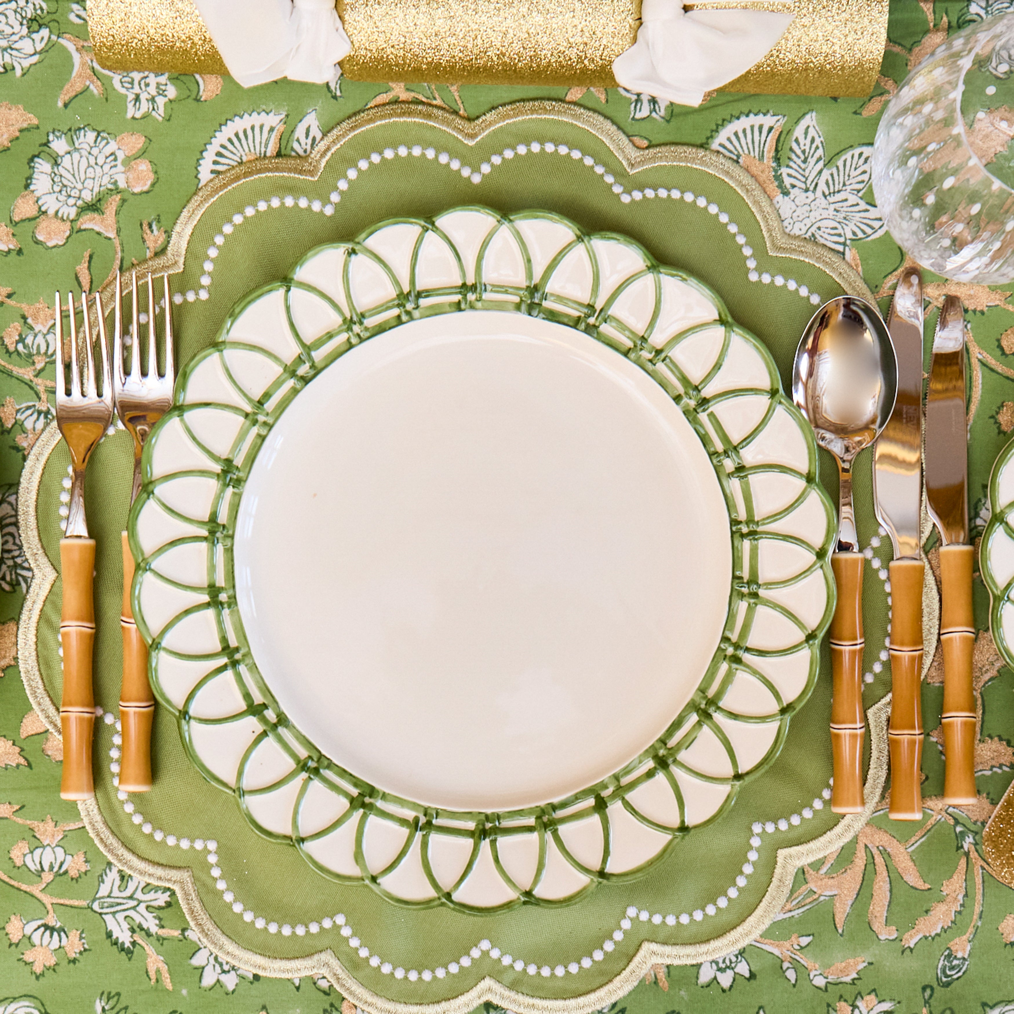 Green & Gold Davina Tablecloth