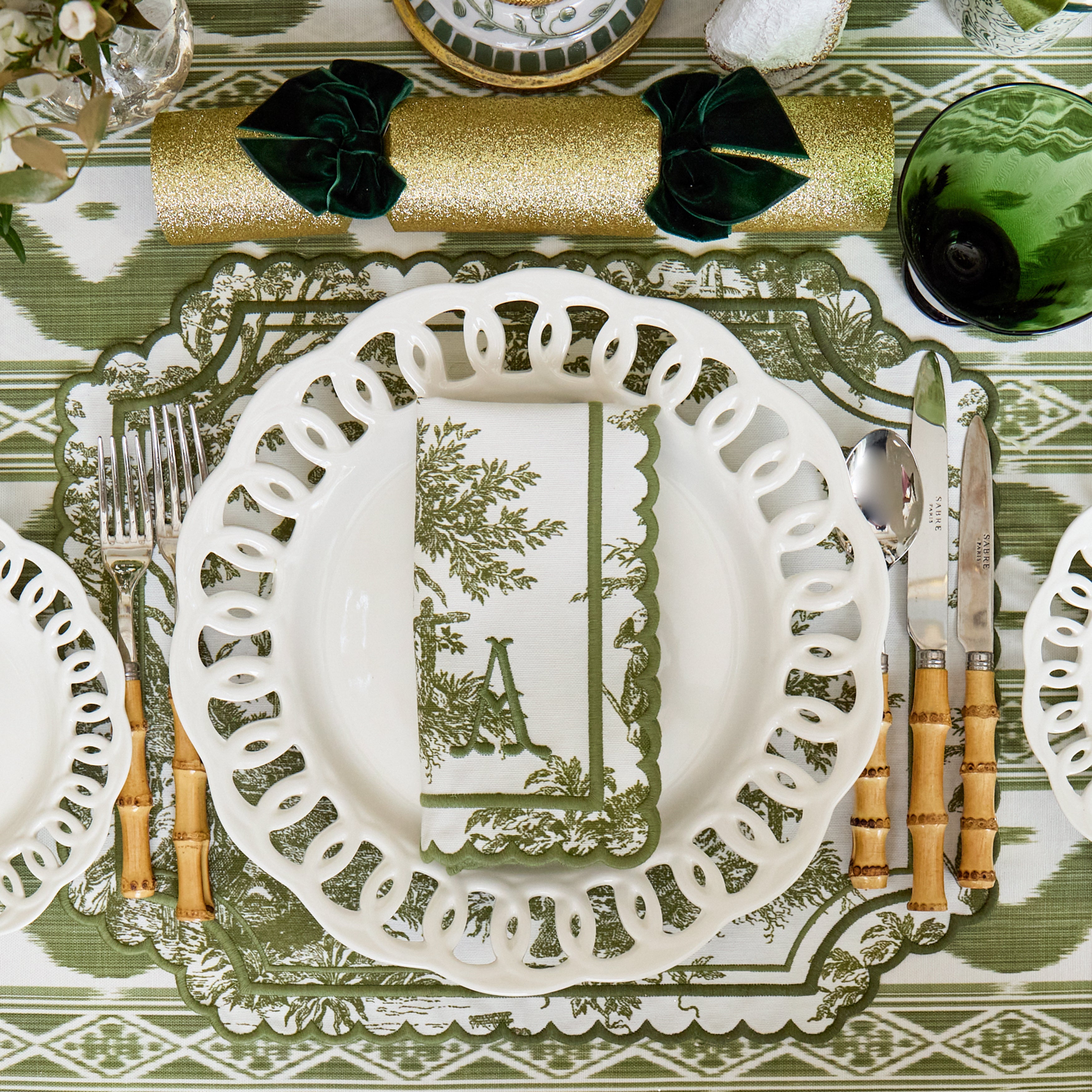 Olive Toile Louisa Napkins (Set of 4)