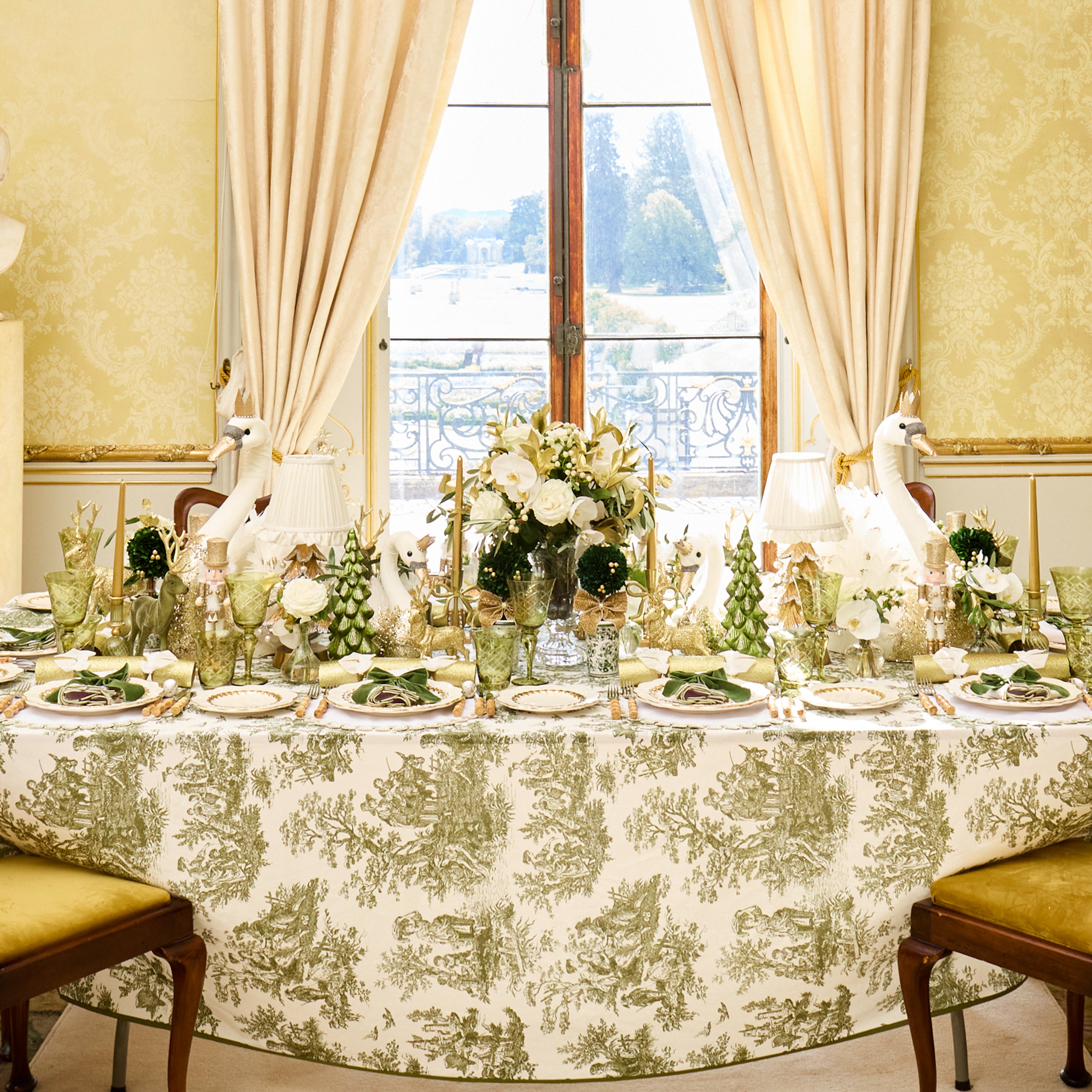 Olive & Gold Toile Louisa Napkins (Set of 4)