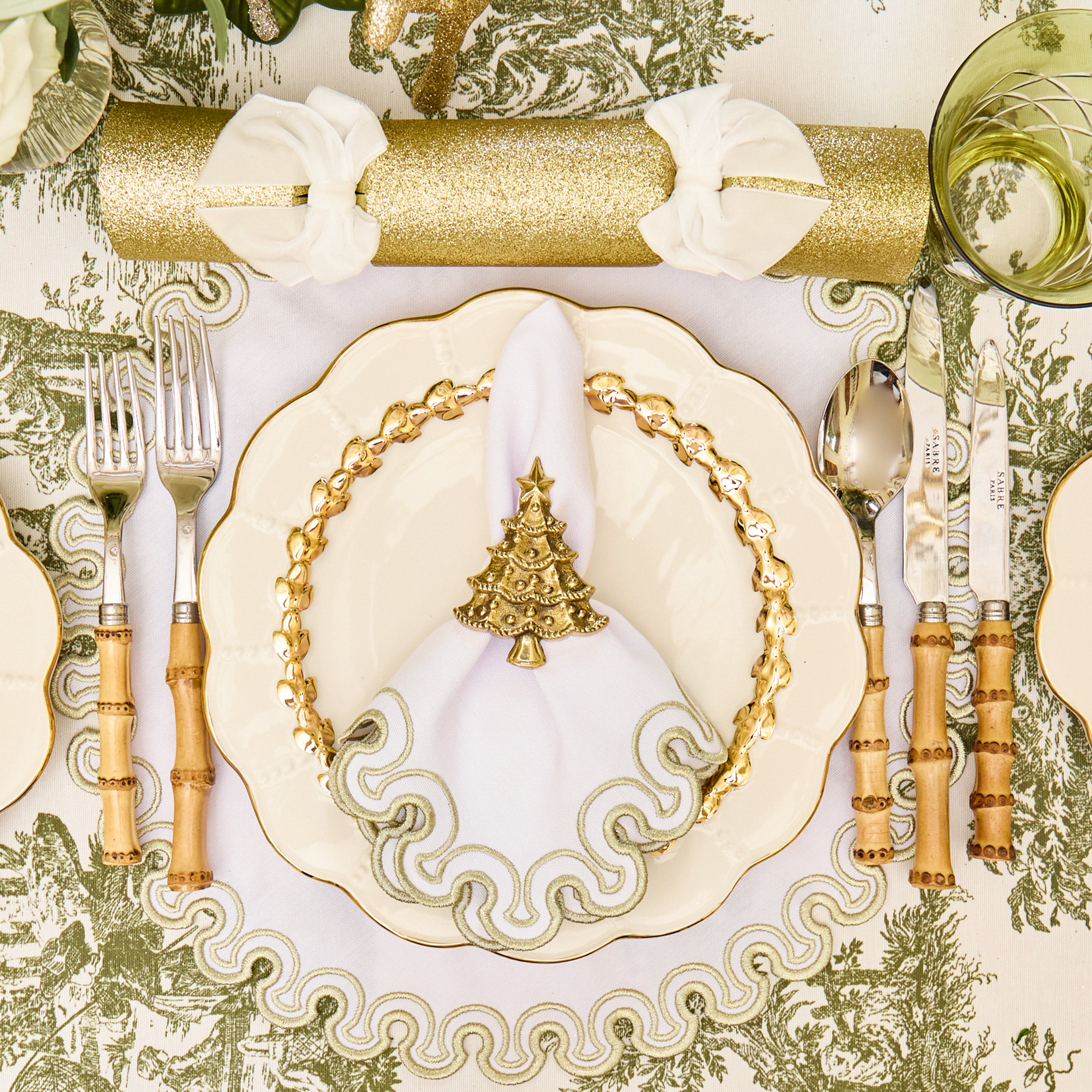 Gold Christmas Tree Napkin Rings (Set of 4)