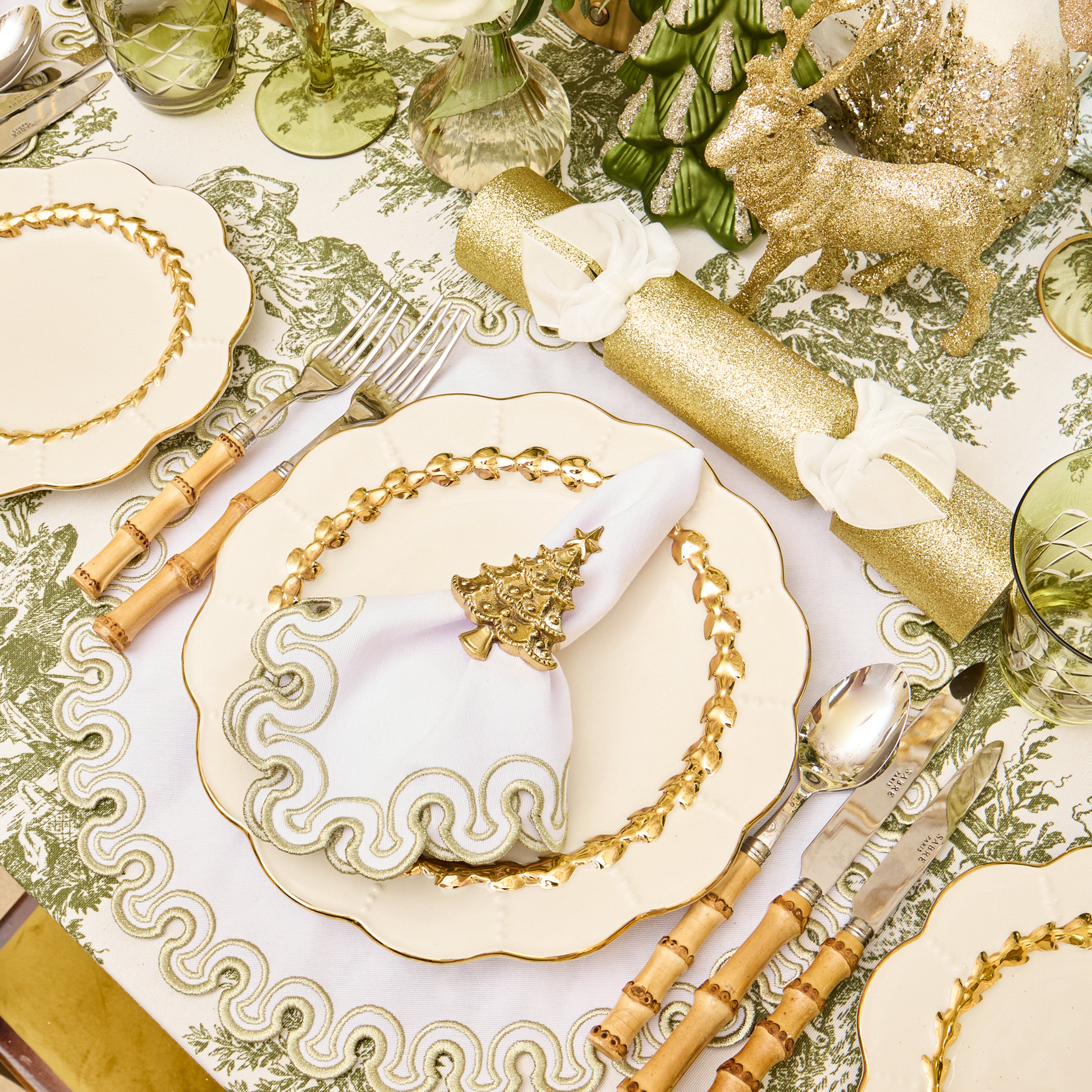 Gold Christmas Tree Napkin Rings (Set of 4)