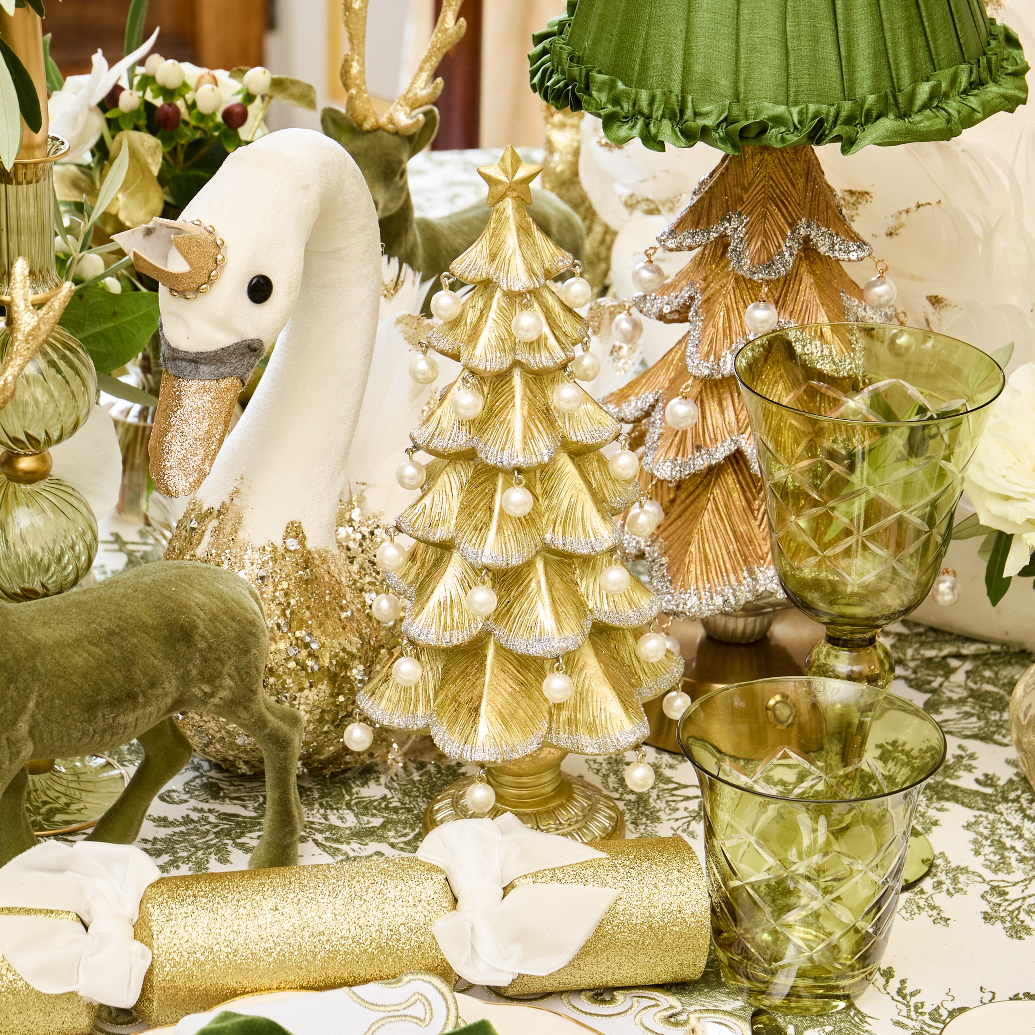 Gold & Pearl Tree (Pair) - 30cm