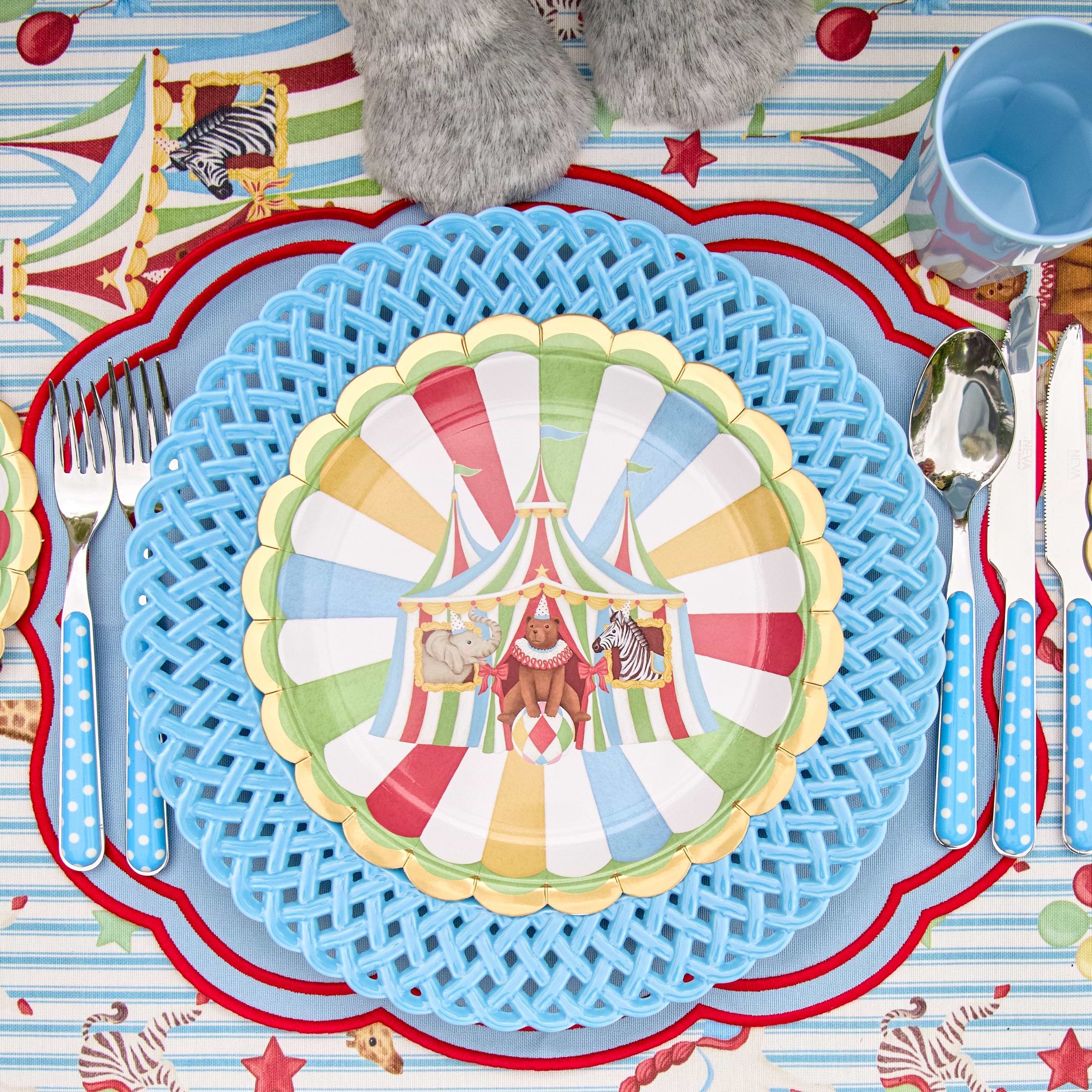 Blue Basketweave Dinner Plate