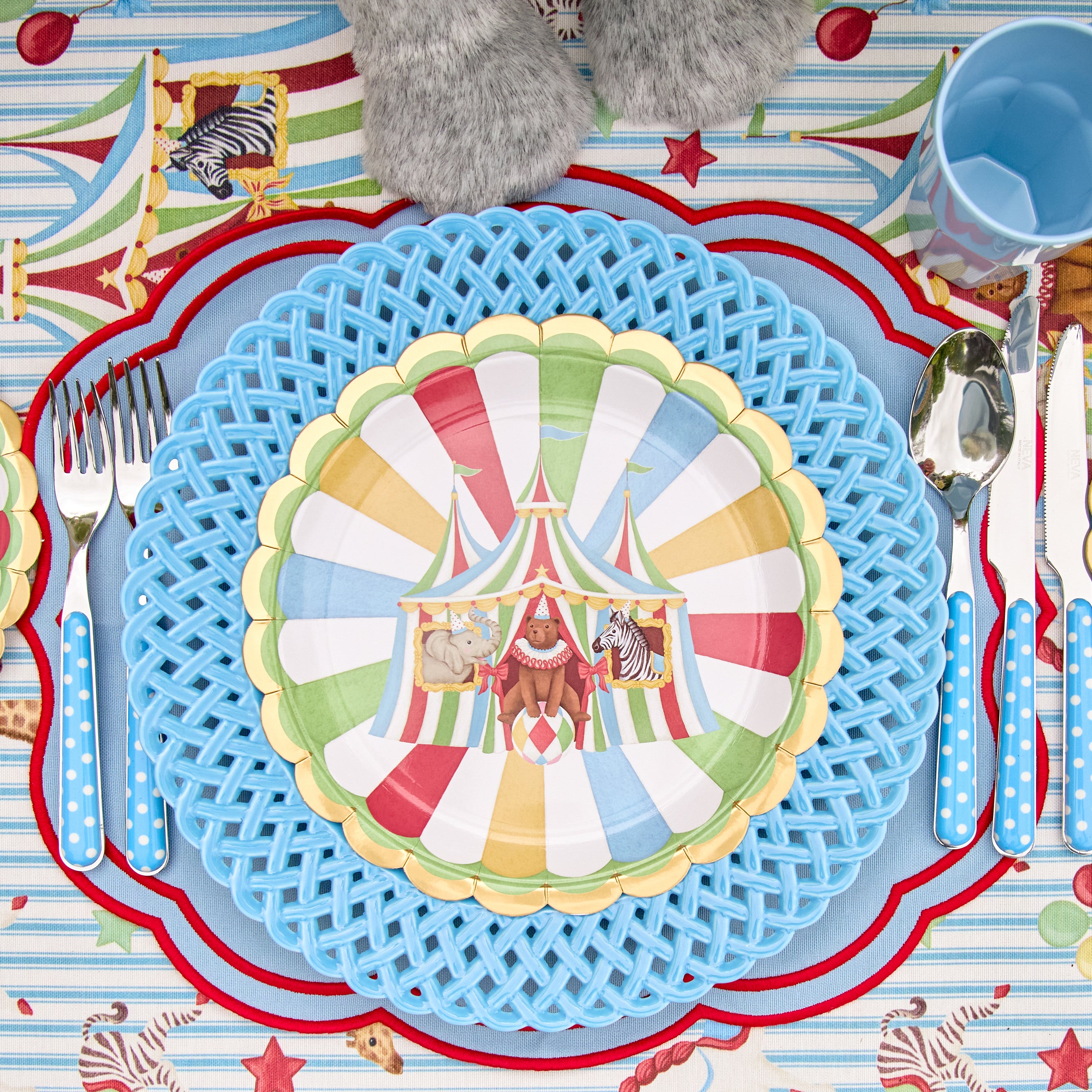 Blue Basketweave Dinner Plate