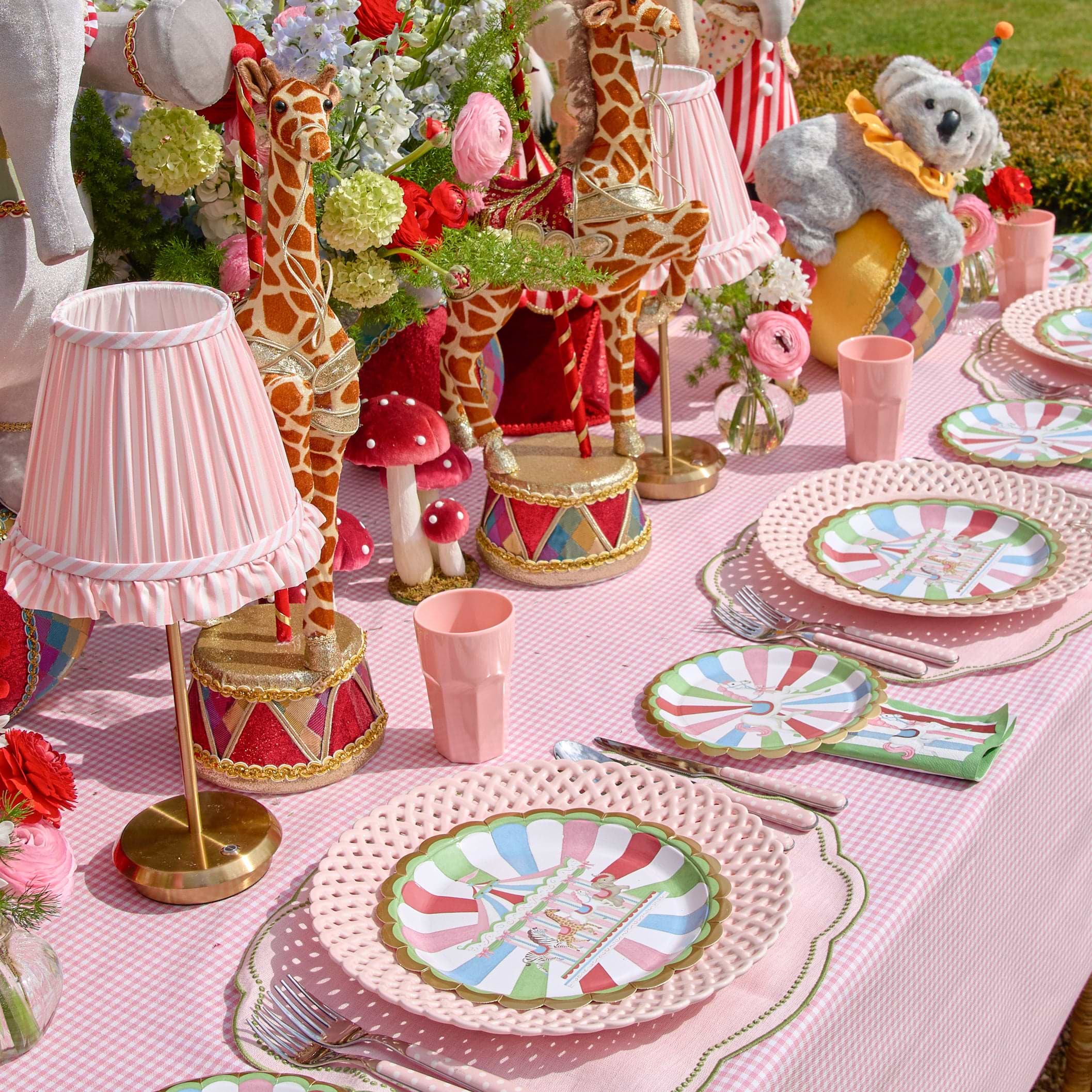 Pink Gingham Tablecloth