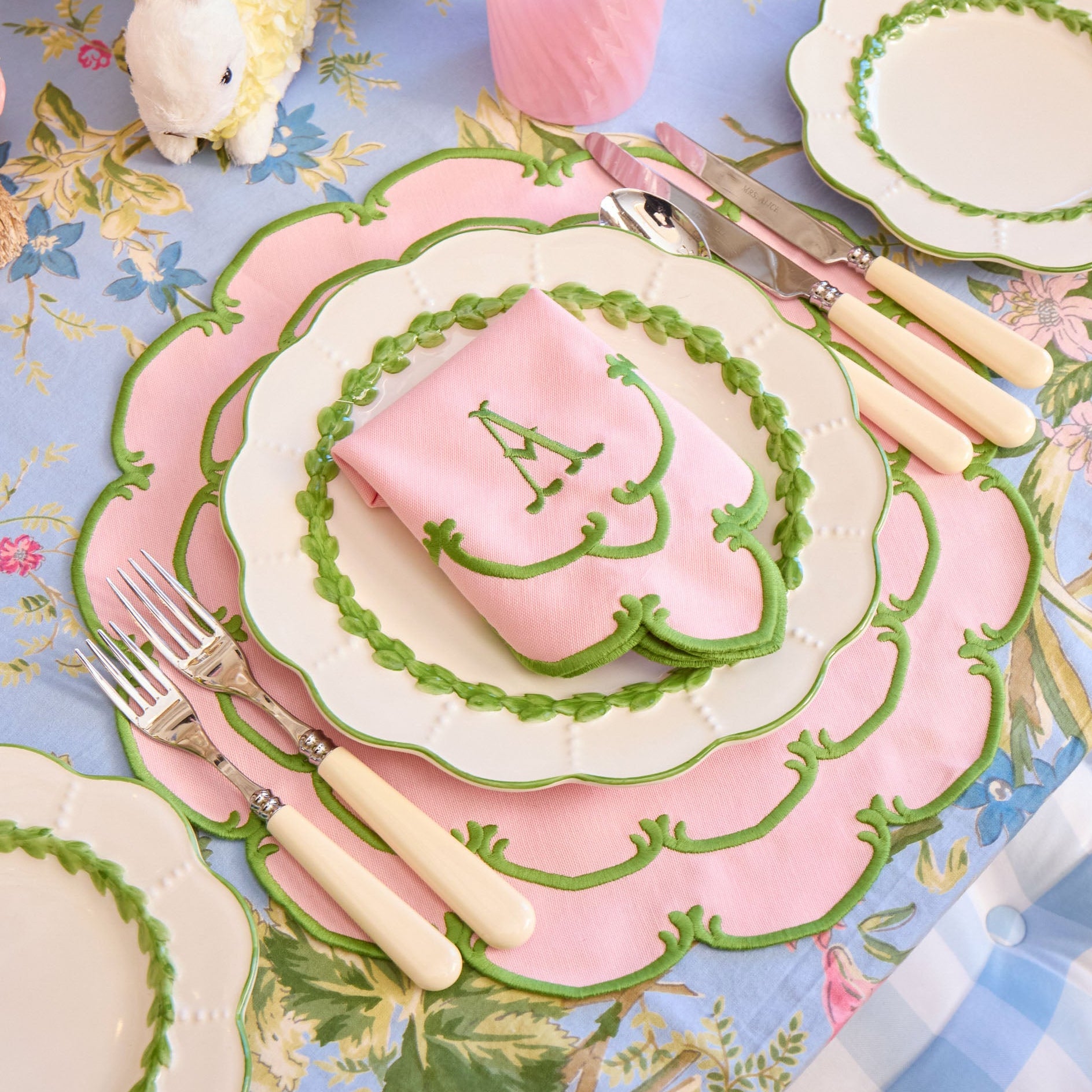 Amanda Pink & Green Placemats (Set of 4)