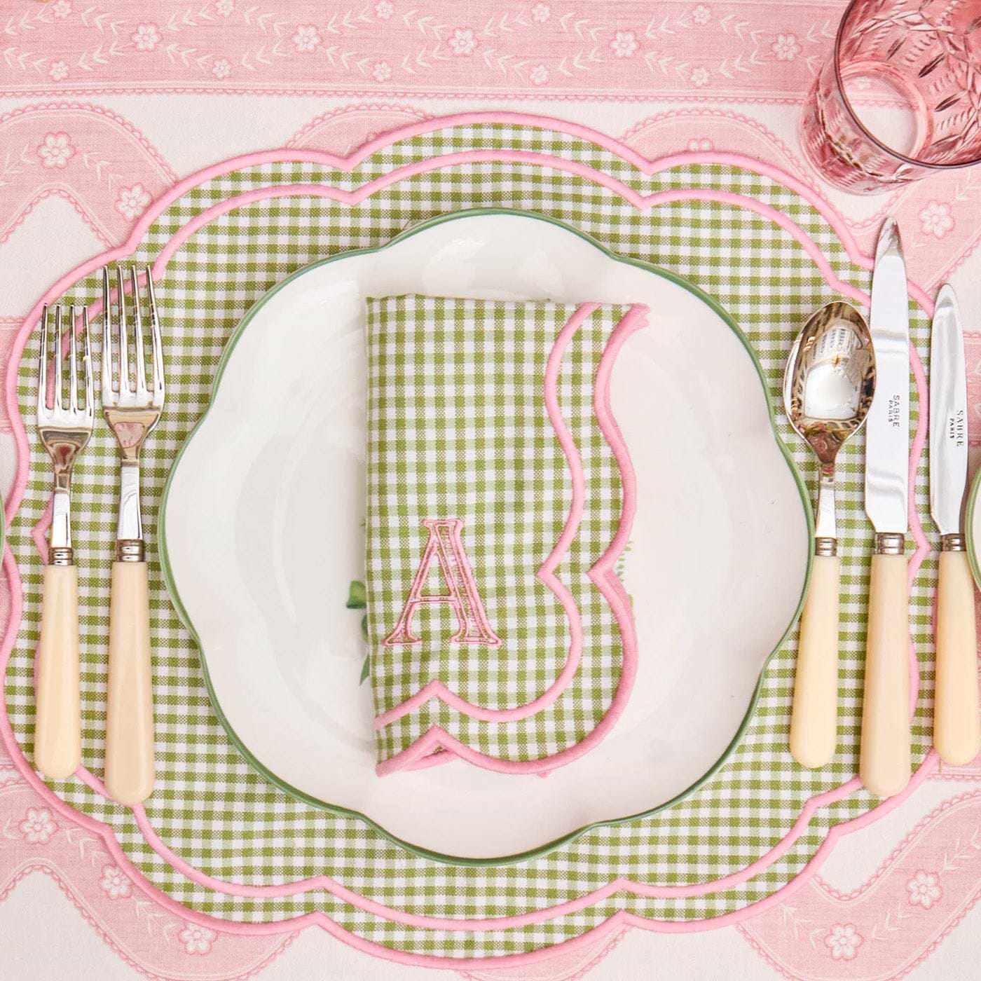Eloise Green & Pink Gingham Placemats & Napkins (Set of 4)