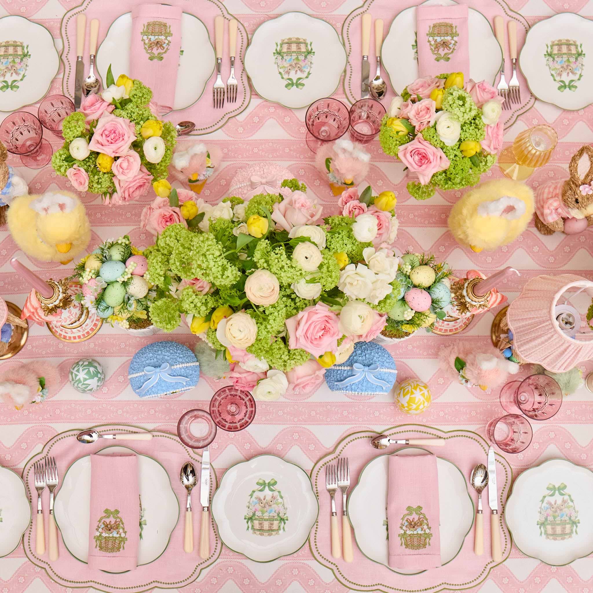 Eloise Pink & Green Linen Placemats (Set of 4)