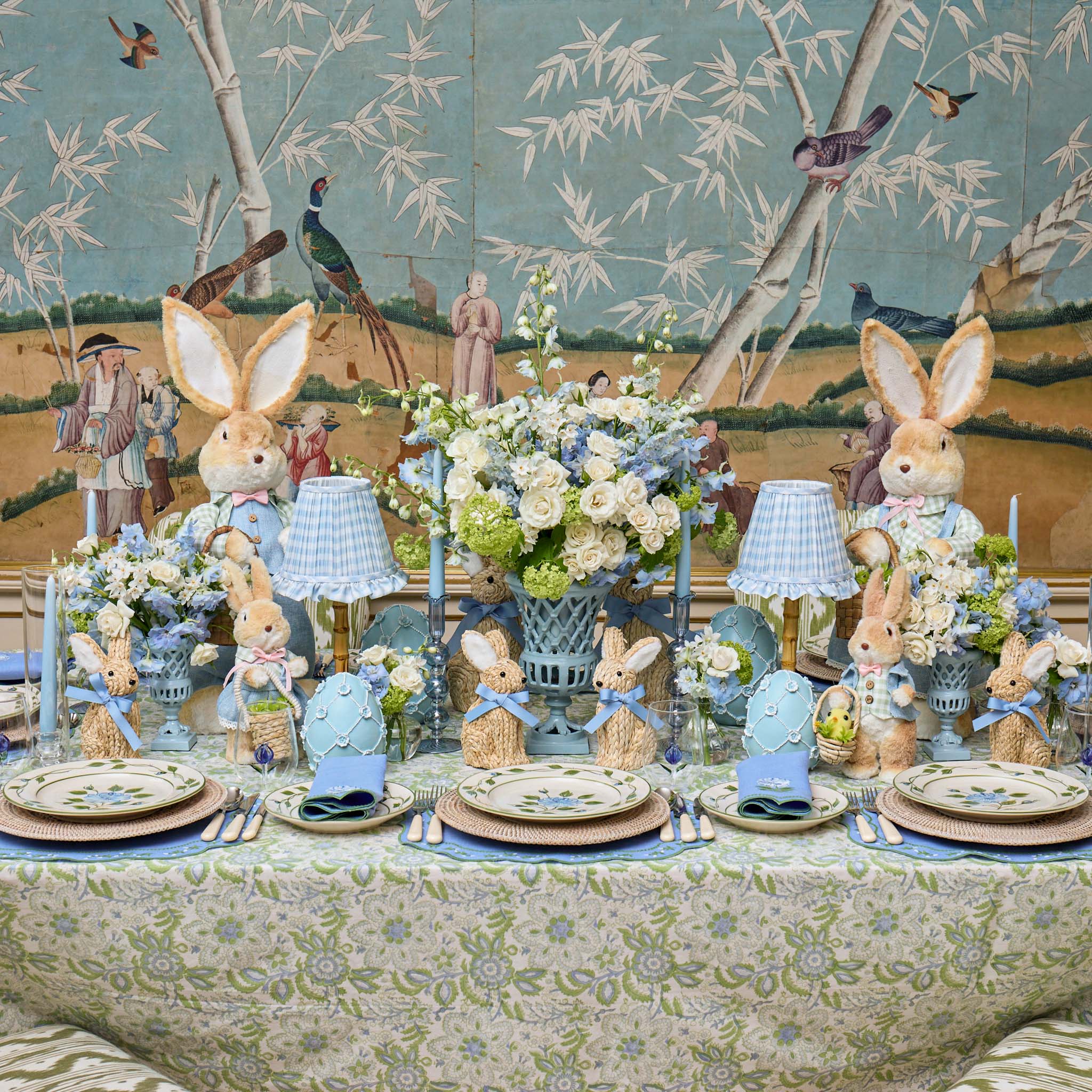 Large Mr. & Mrs. Rabbit in Blue (Pair)