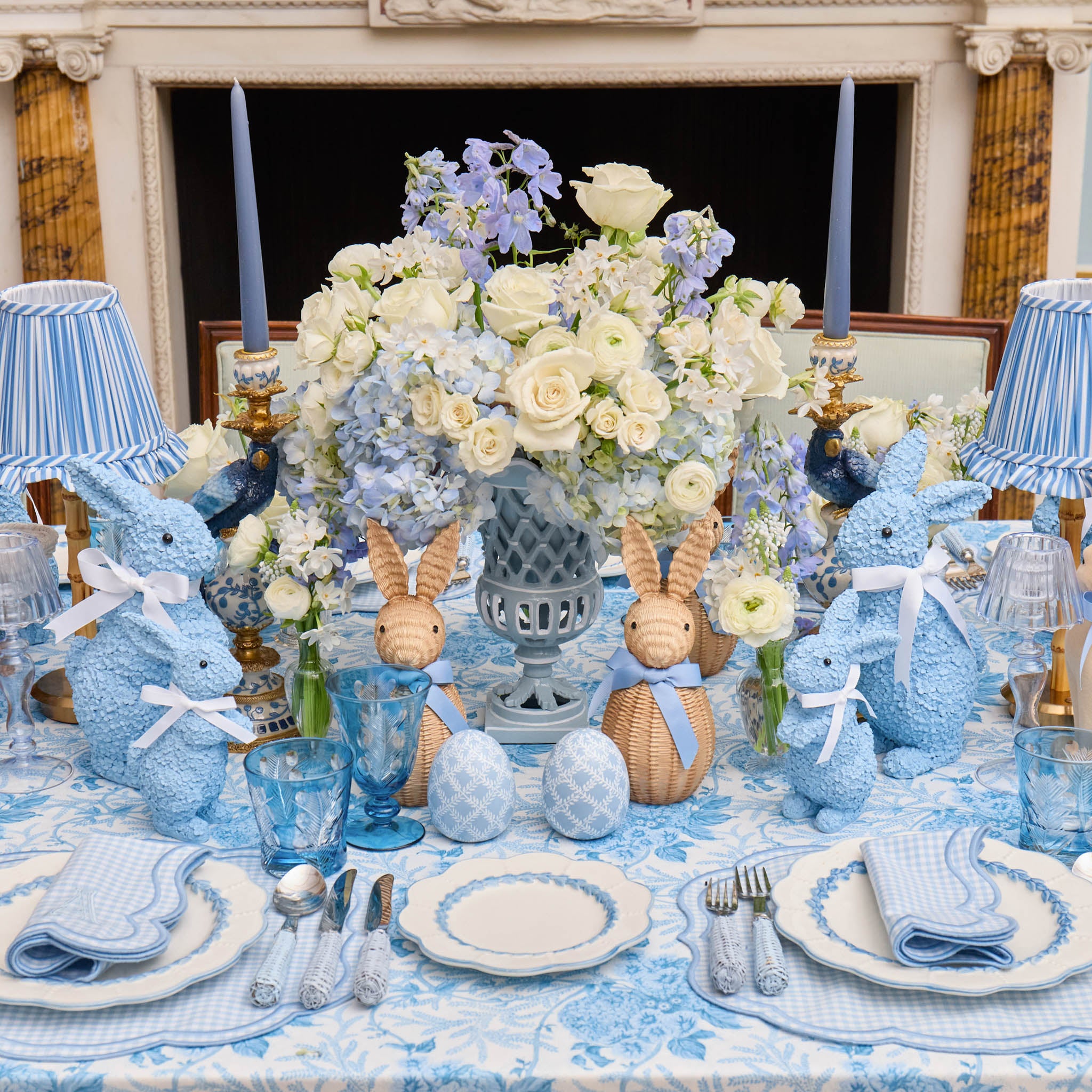 Blue Fern Engraved Water Glasses (Set of 4)