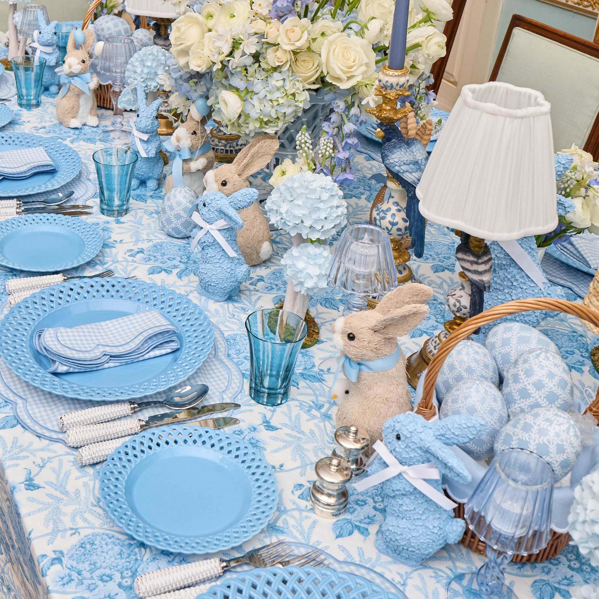 Blue Basketweave Dinner Plates (Set of 4)