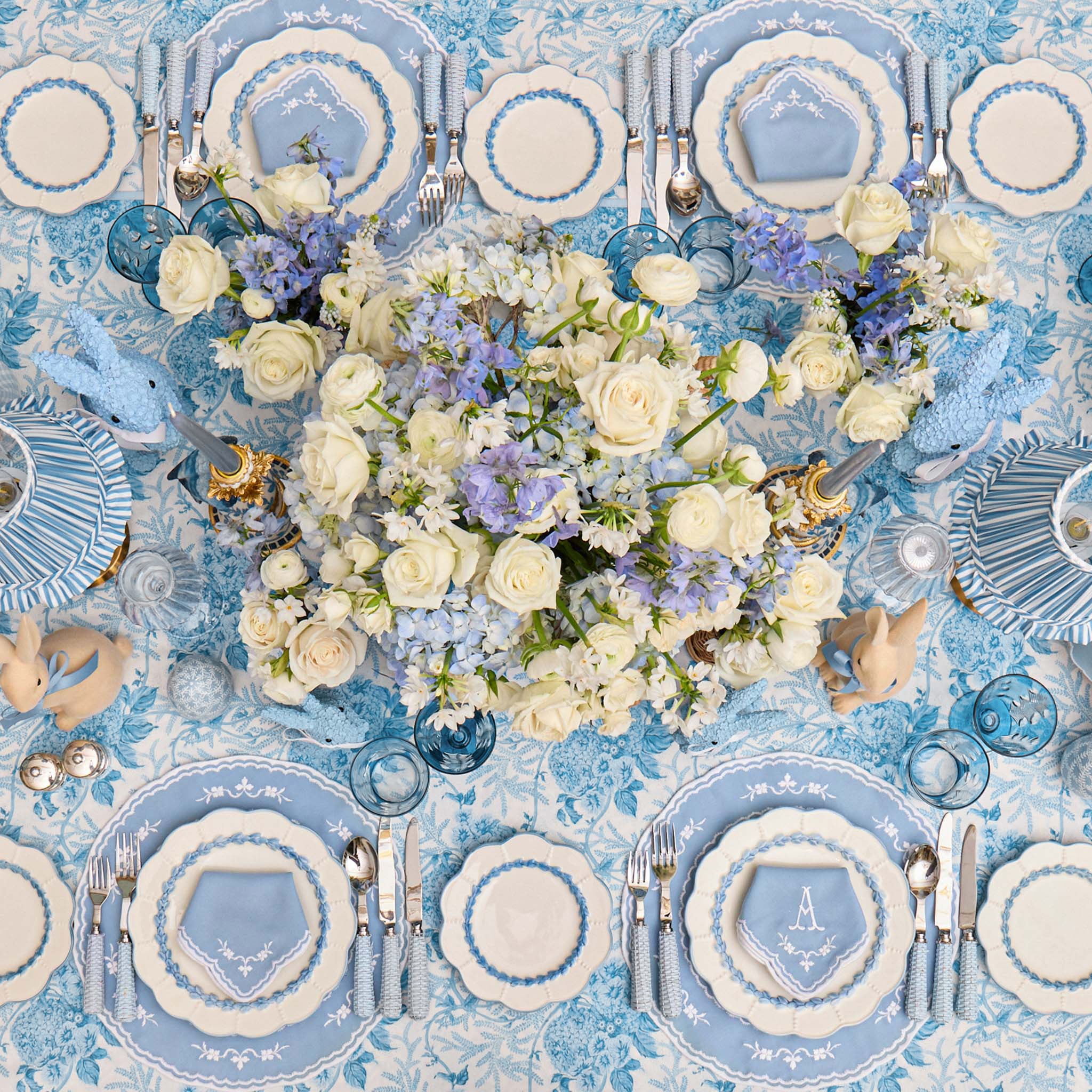 Blue Lady Isabella's Garden Tablecloth