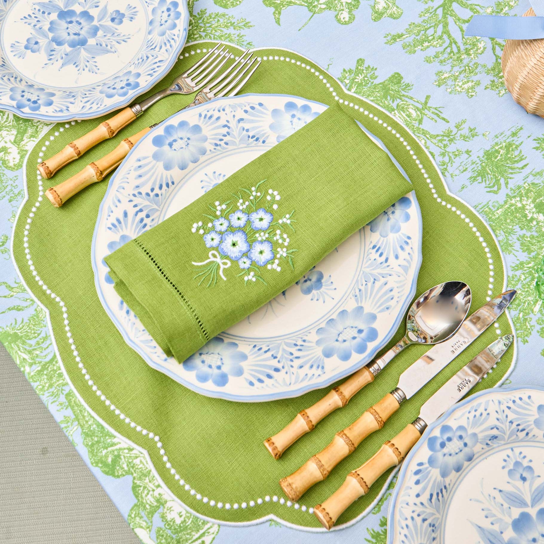 Green Eloise Linen Placemats (Set of 4)