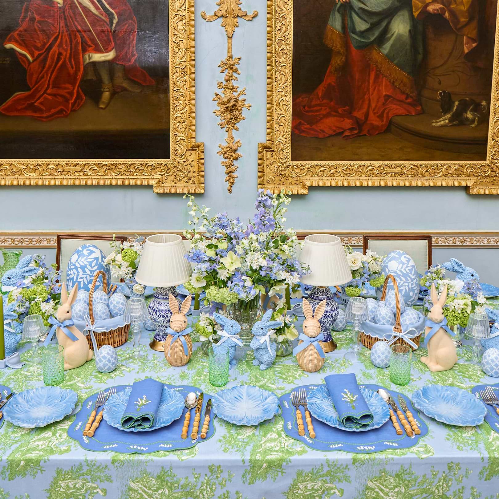 Blue Lily of the Valley Linen Placemats (Set of 4)