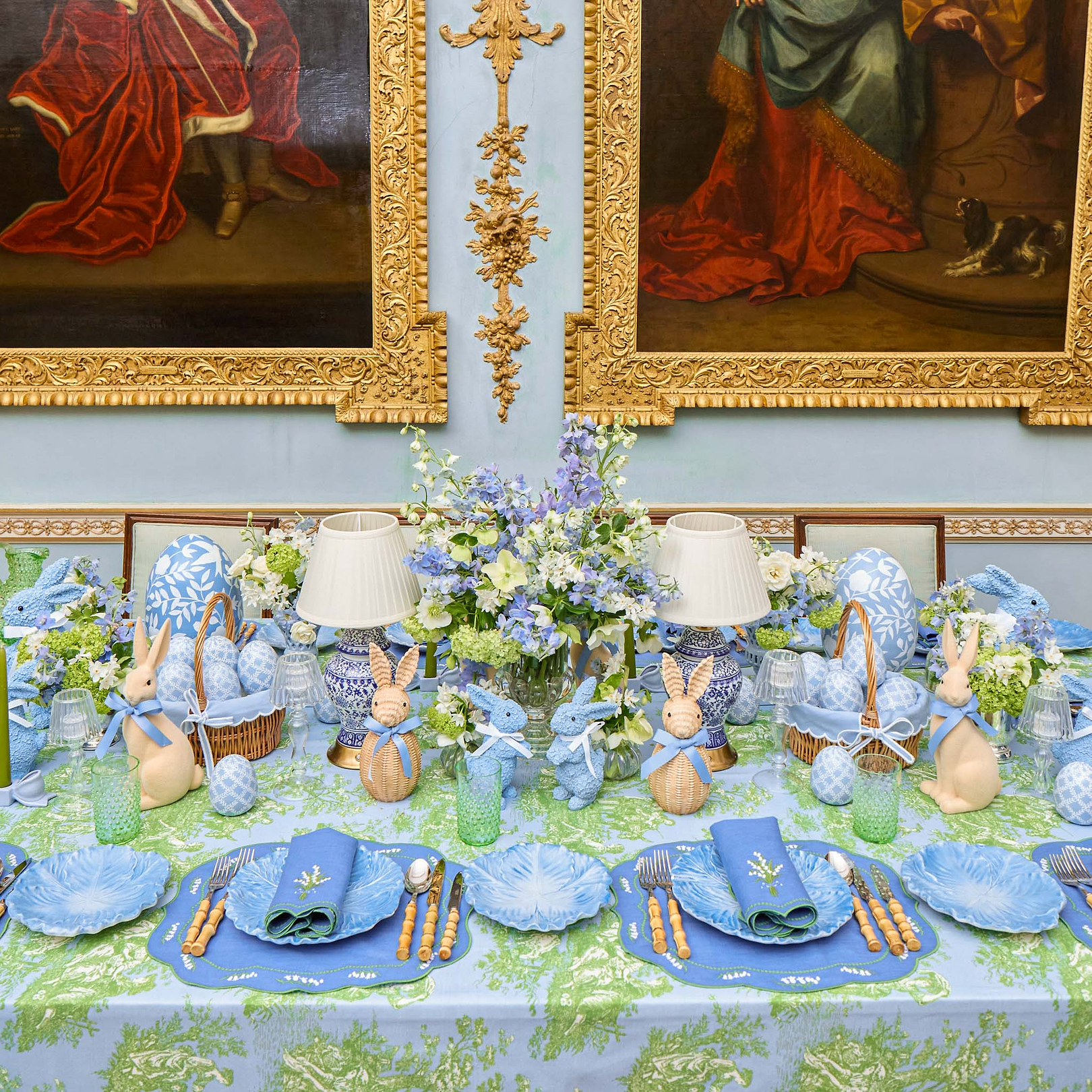 Blue Lily of the Valley Linen Placemats (Set of 4)