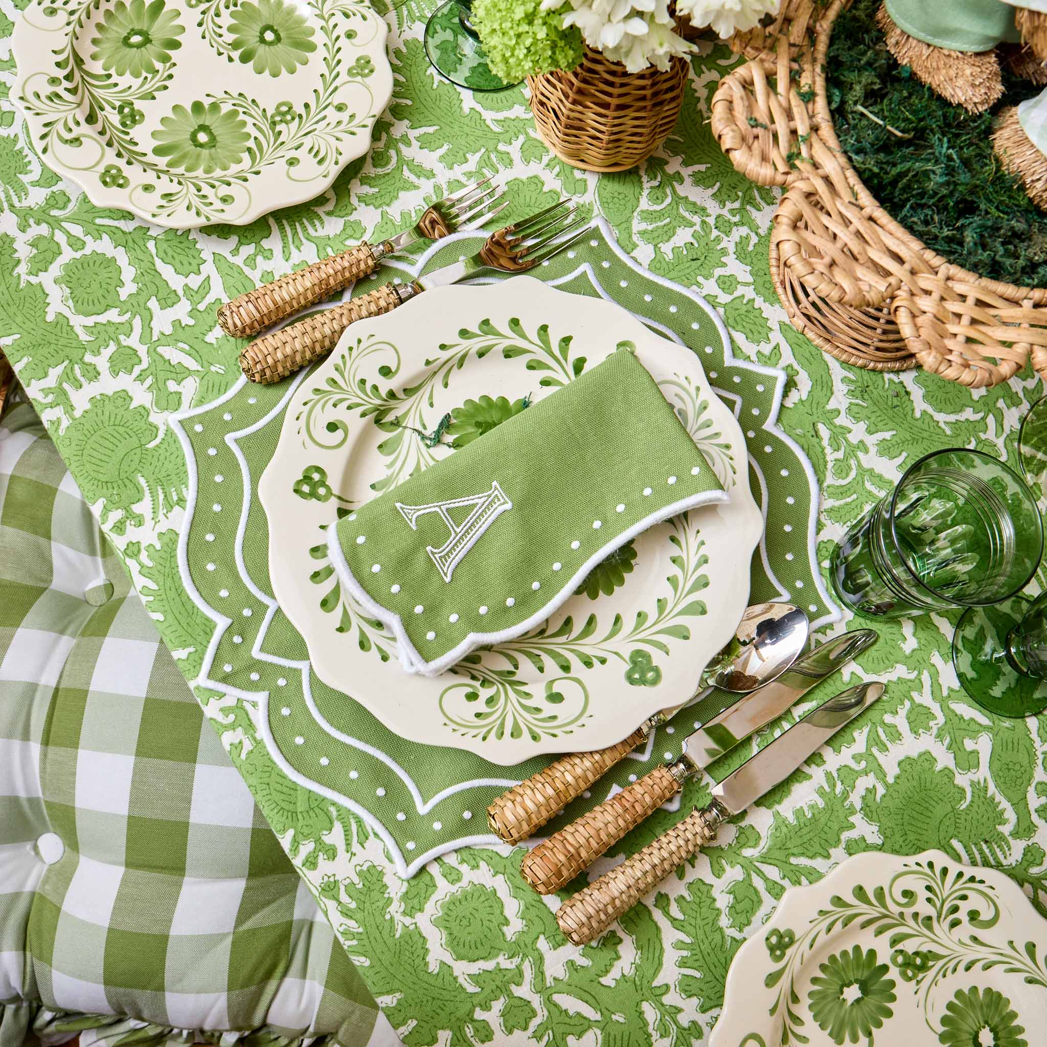 Green Celestria Placemats & Napkins (Set of 4)