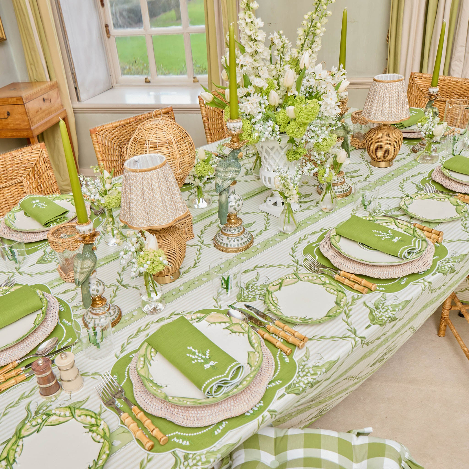 Green Lily of the Valley Eloise Linen Placemats (Set of 4)