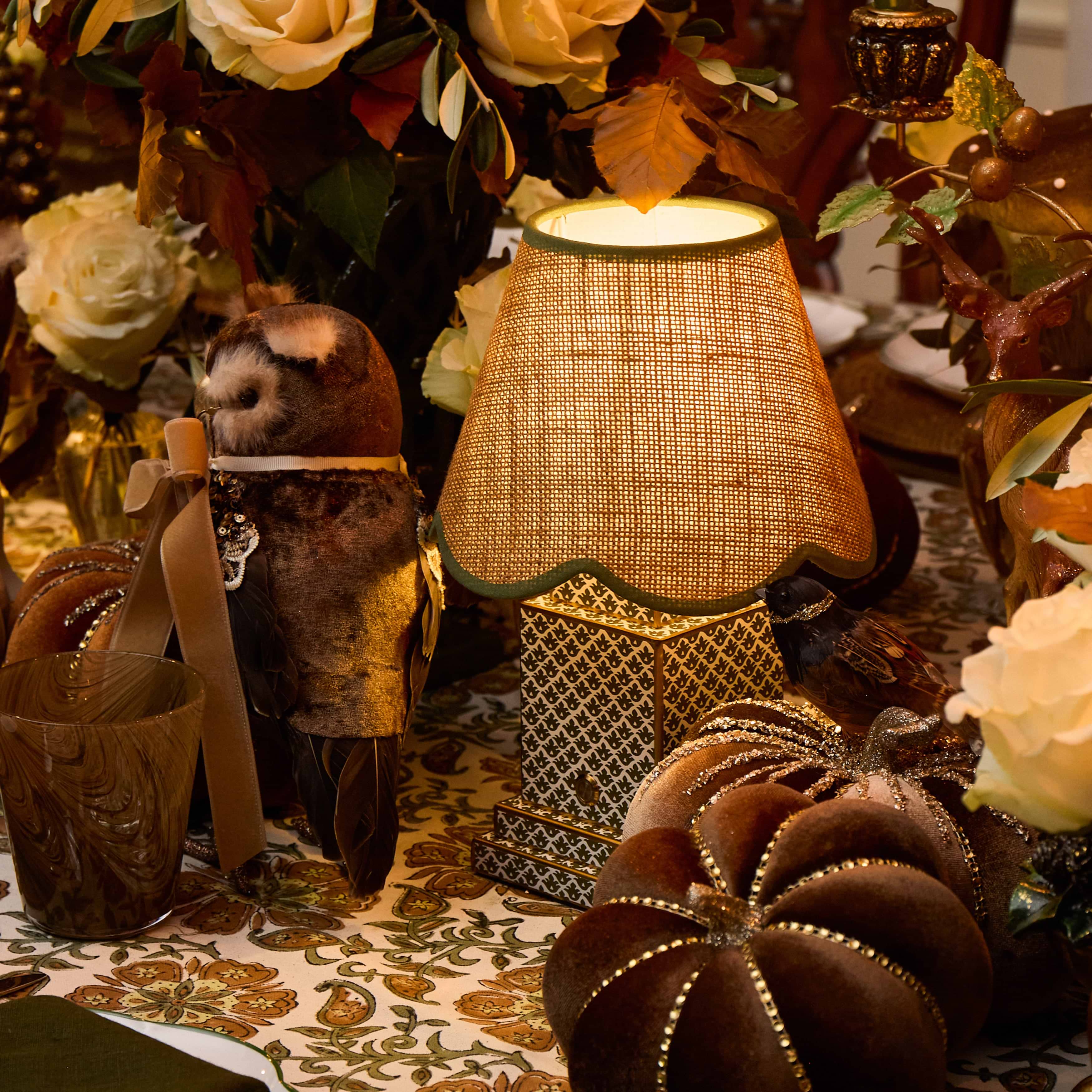 Tan Grasscloth with Olive Trim Lampshade (18cm)