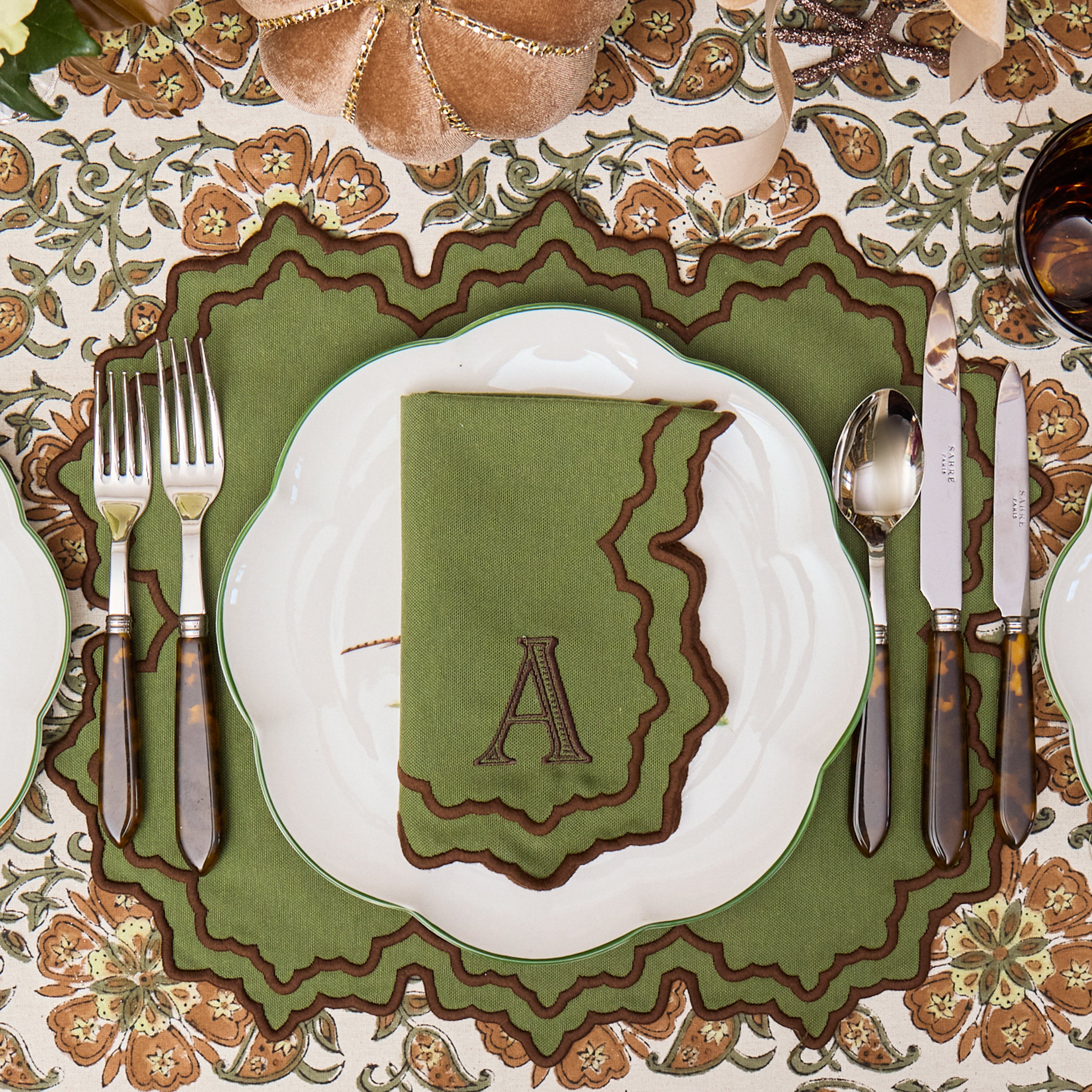 Green & Chocolate Maple Napkins (Set of 4)