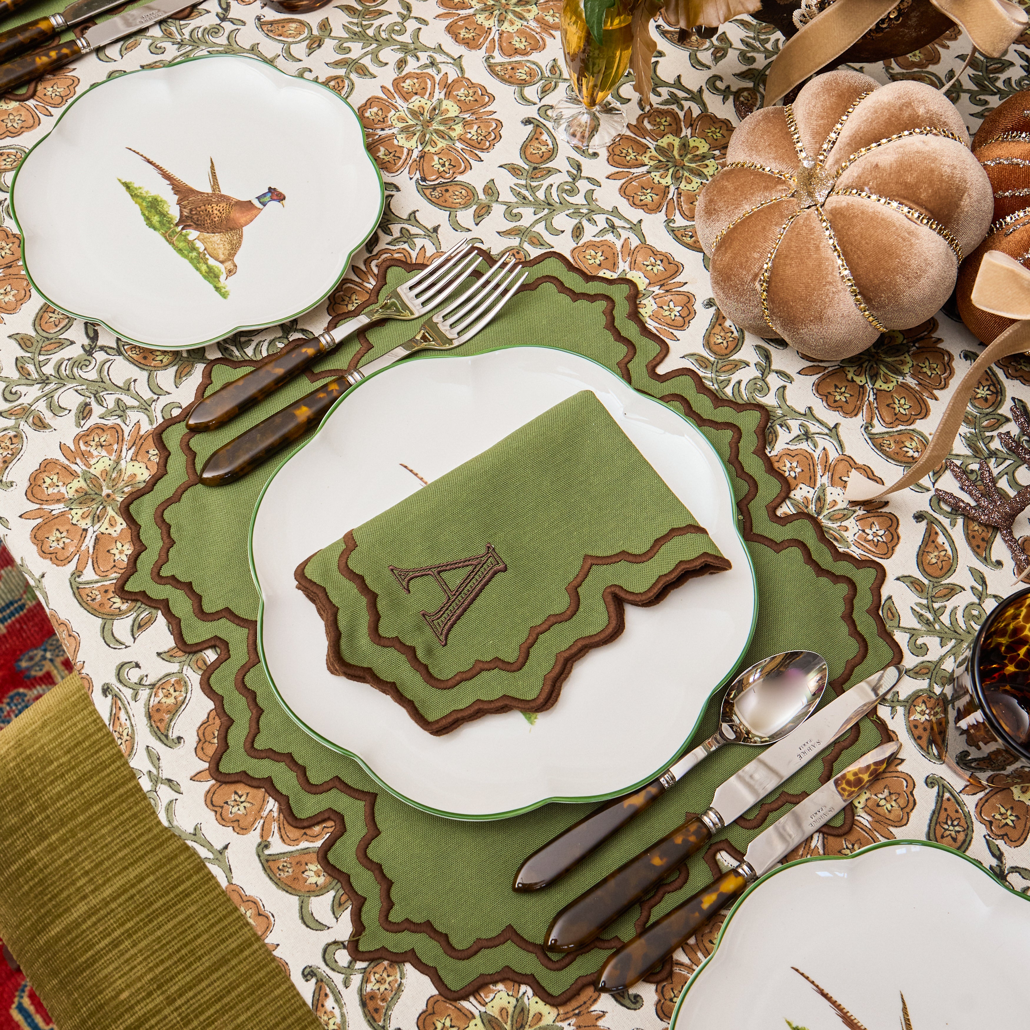Green & Chocolate Maple Napkins (Set of 4)