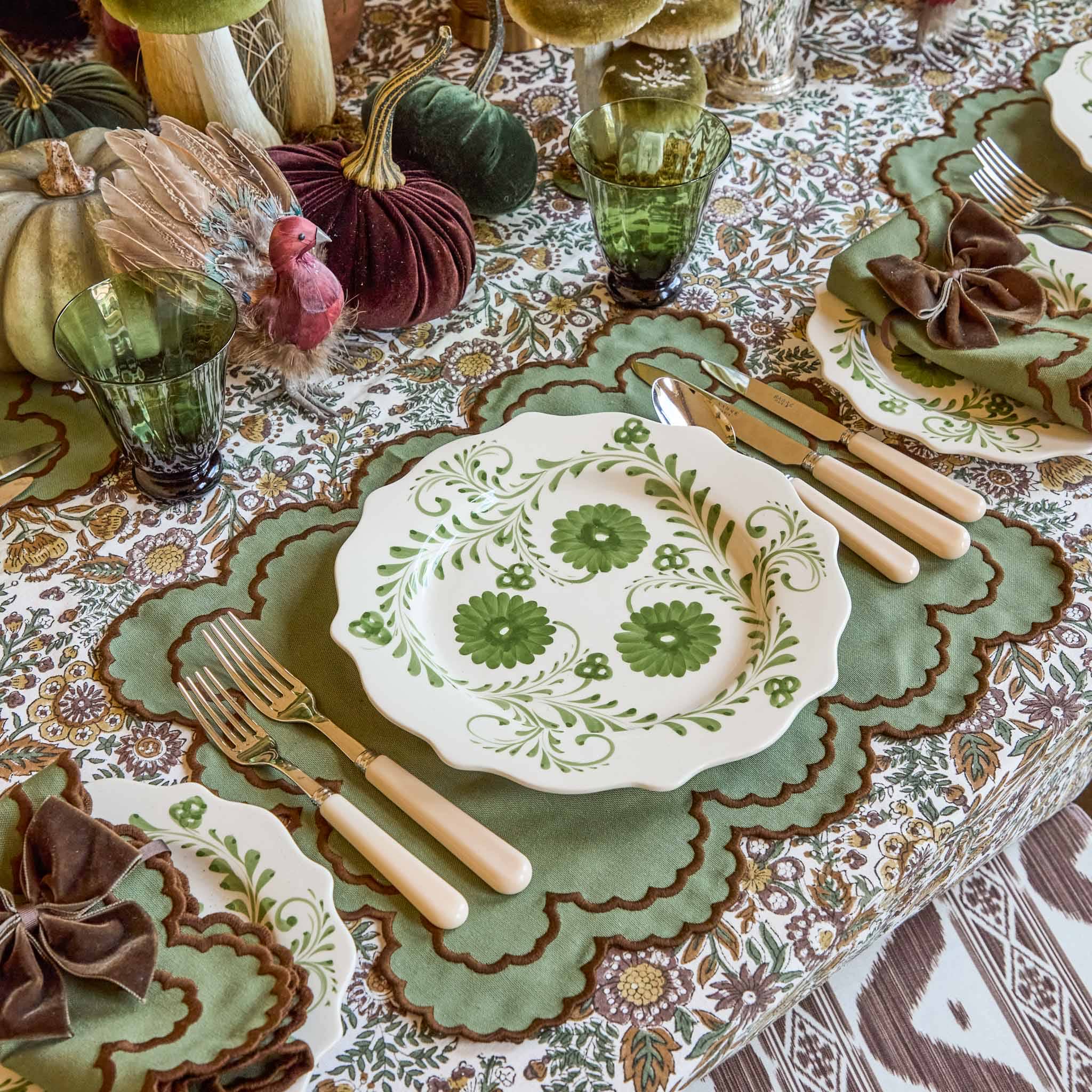 Green & Brown Charlotte Placemats & Napkins (Set of 4)