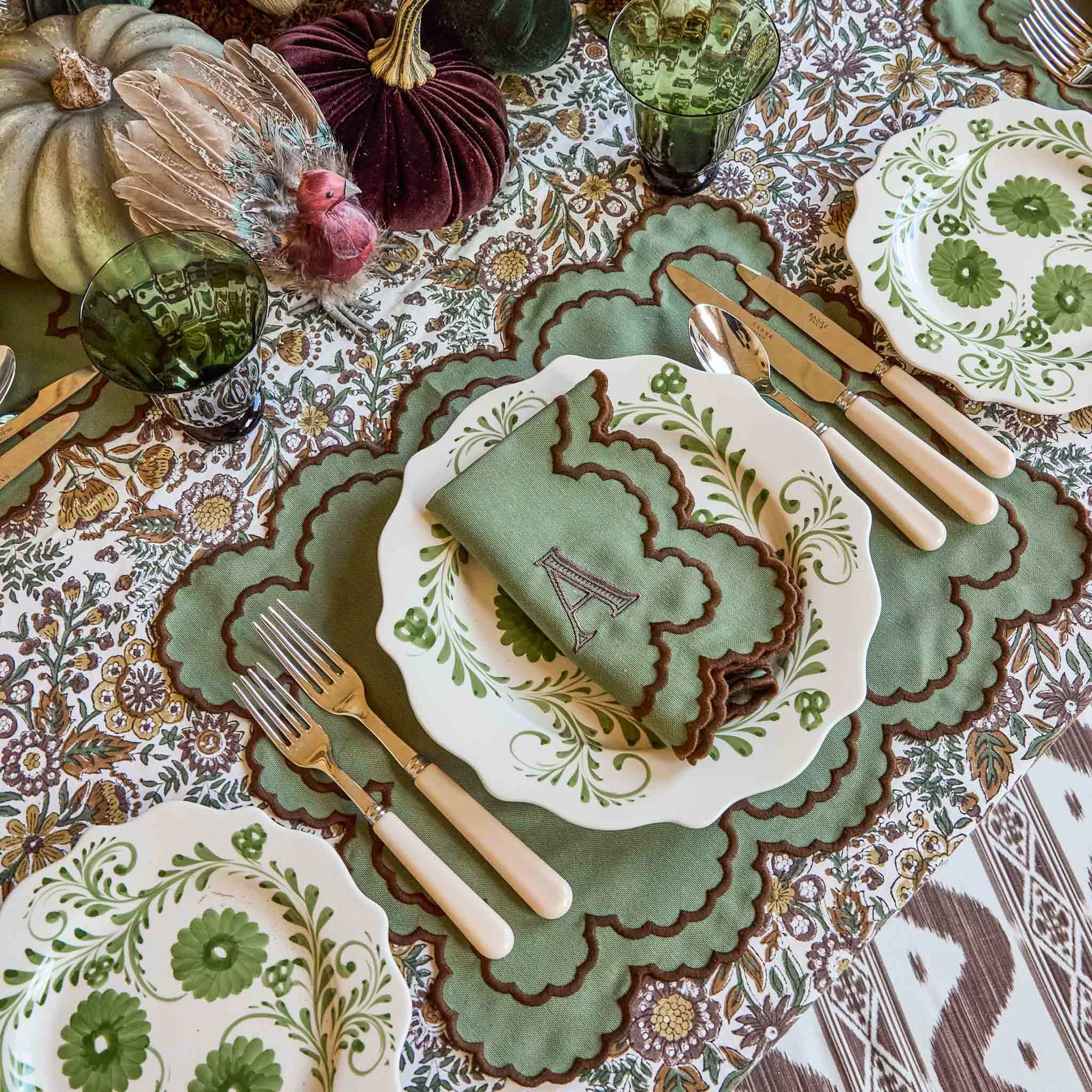 Olive & Chocolate Matilda Tablecloth