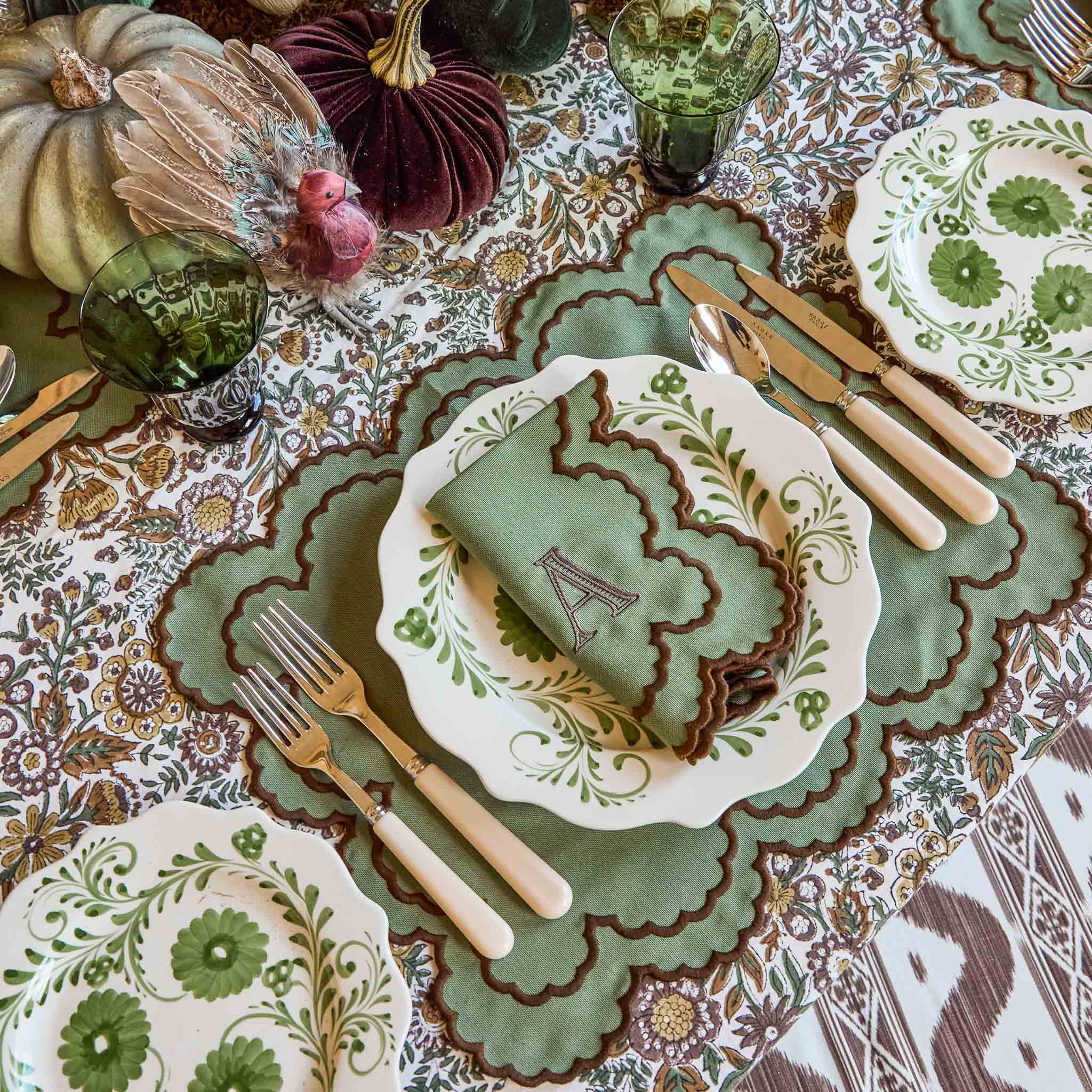 Olive & Chocolate Matilda Tablecloth