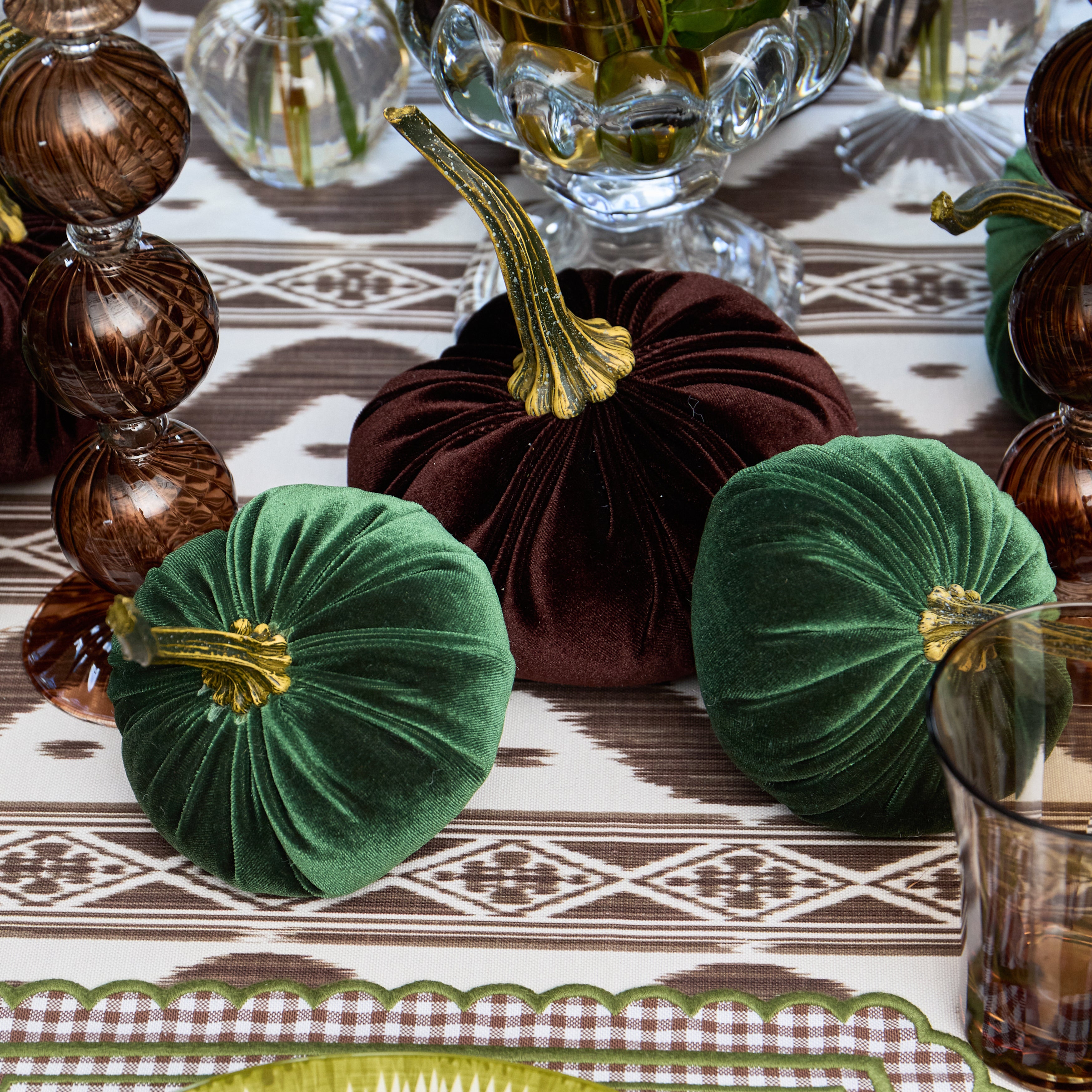 Green & Chocolate Velvet Pumpkin Family