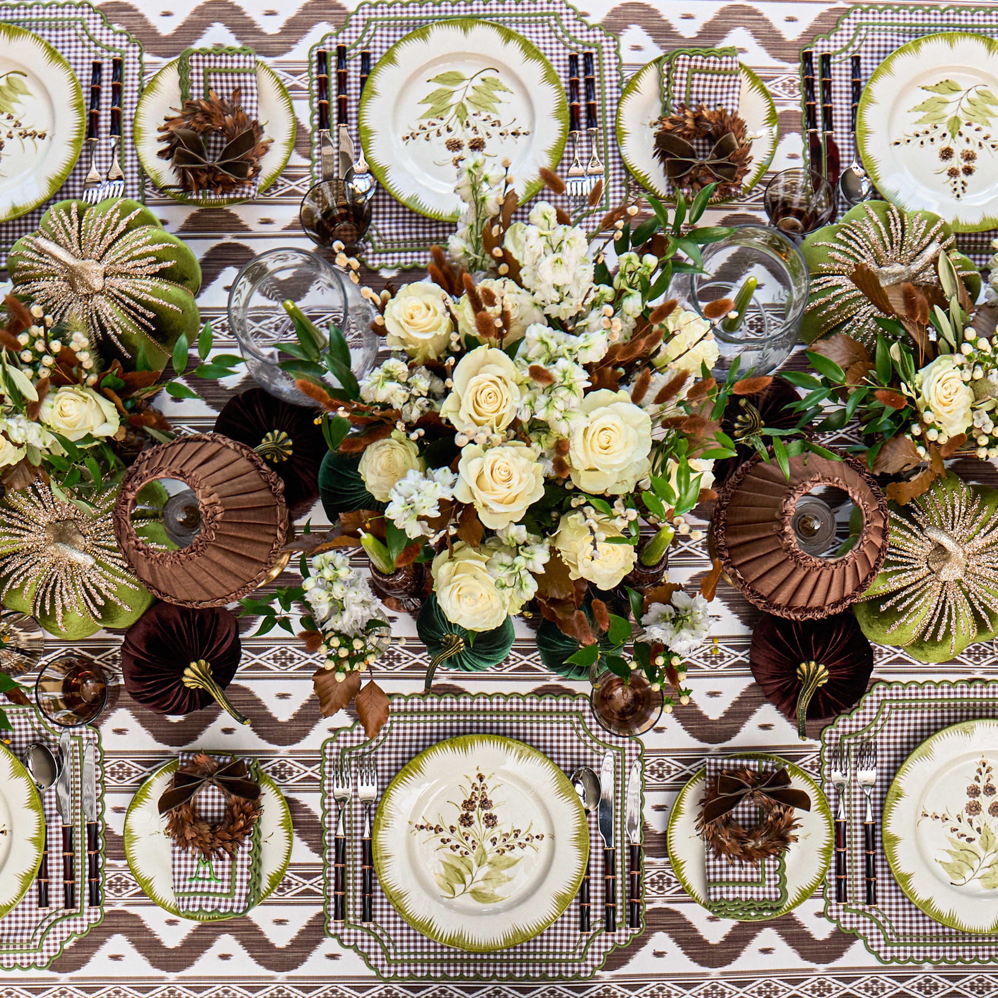 Olive & Chocolate Araminta Dinner Plates (Set of 4)