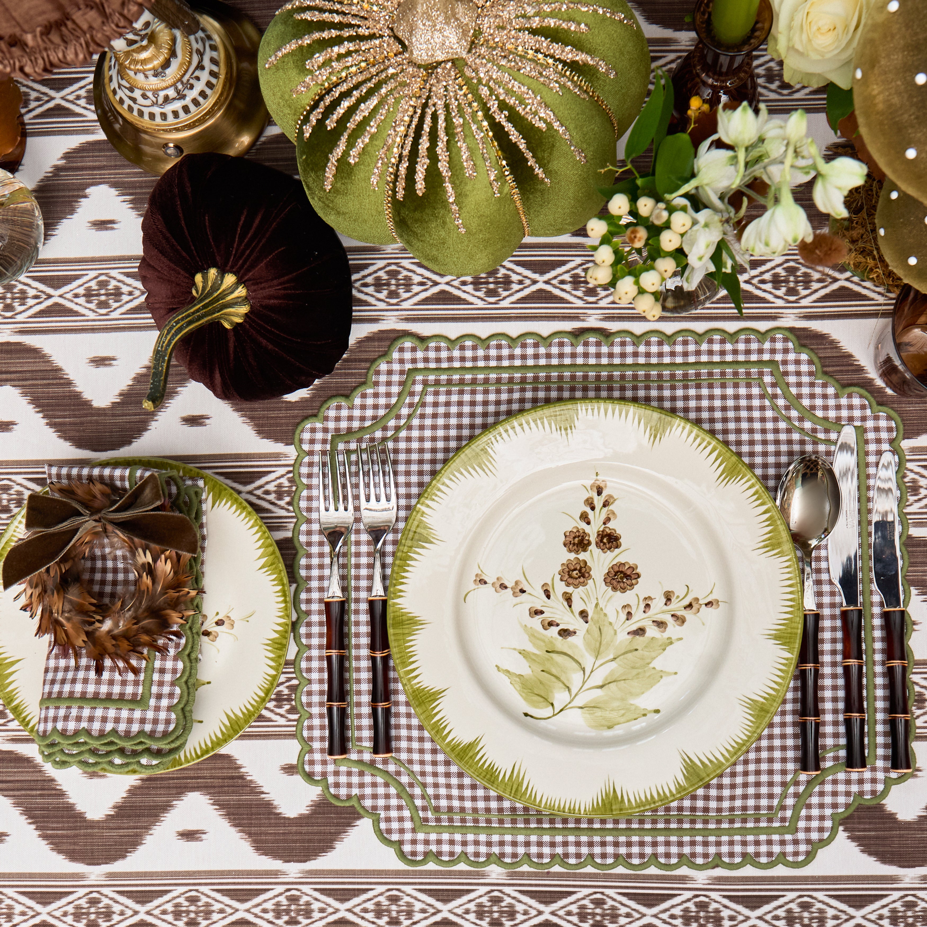 Olive & Chocolate Araminta Dinner Plates (Set of 4)
