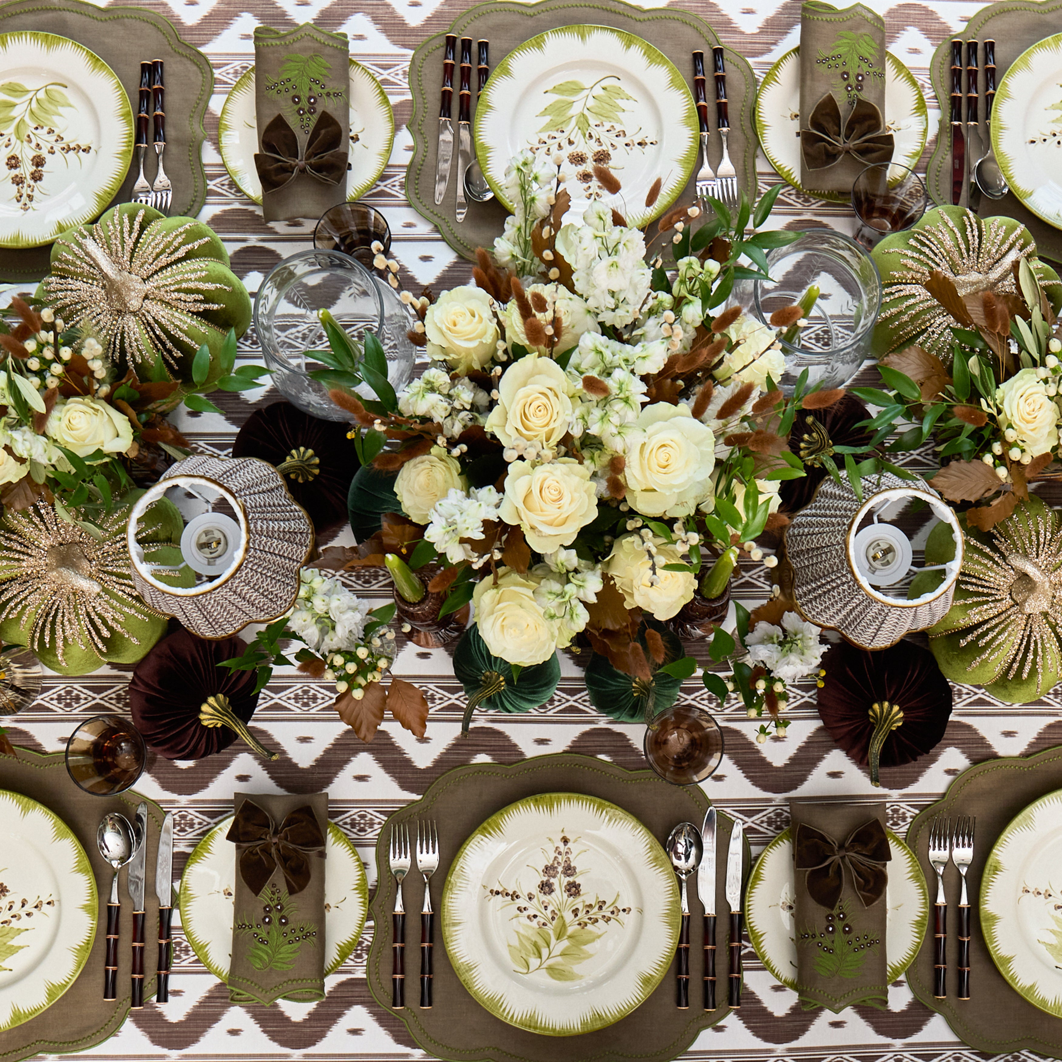 Olive & Chocolate Araminta Dinner Plates (Set of 4)