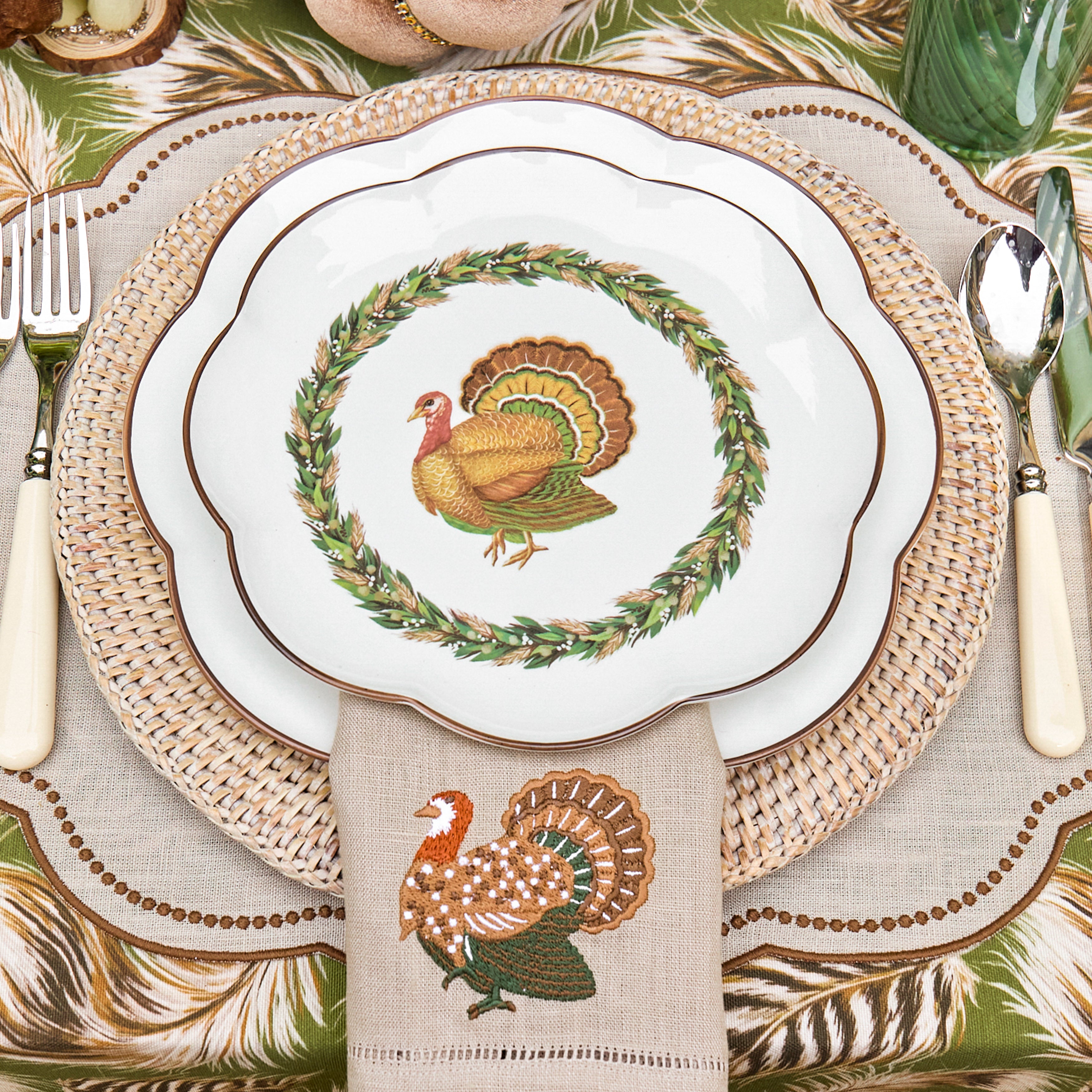 Olive & Brown Turkey Dinner Plate
