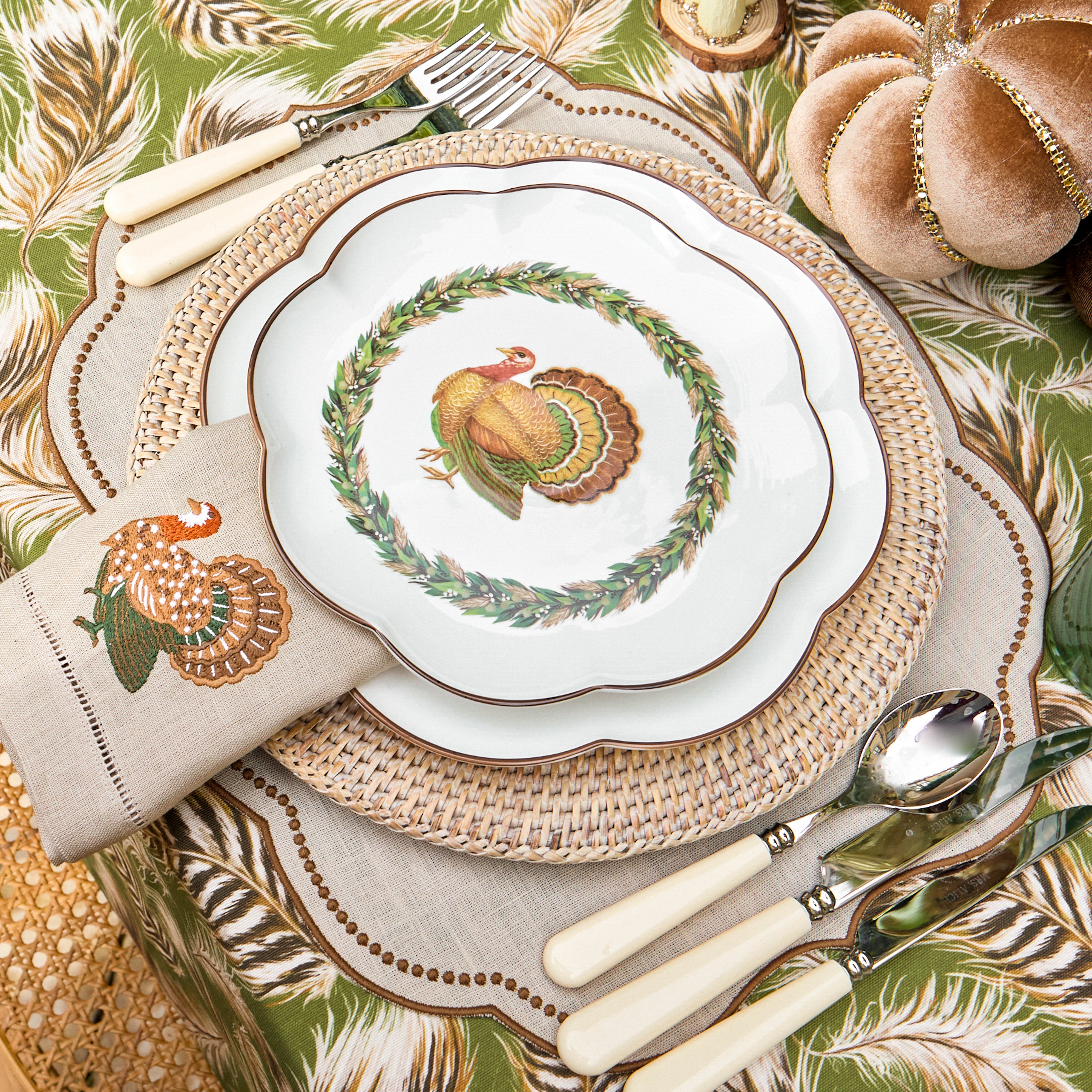 Olive & Brown Turkey Dinner Plate