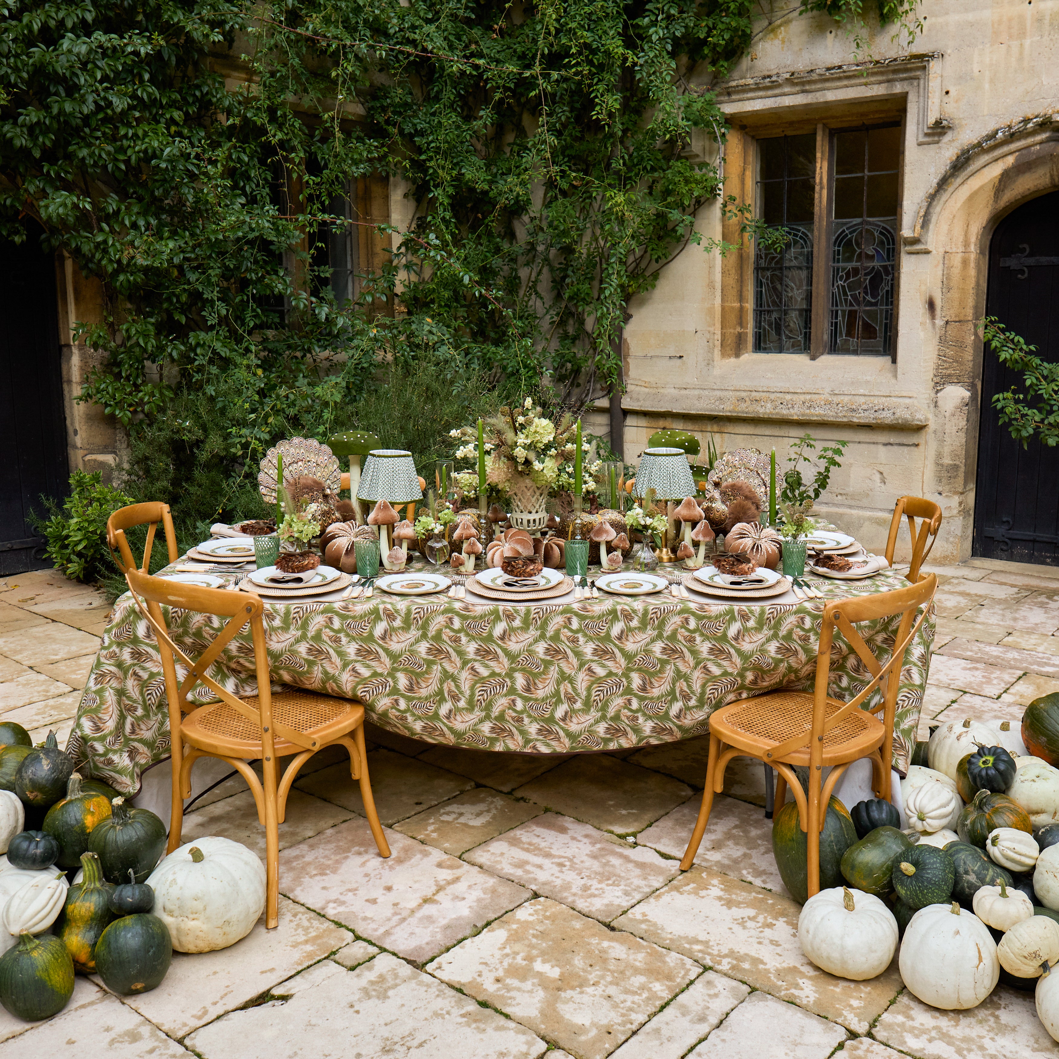 Olive Feather Tablecloth