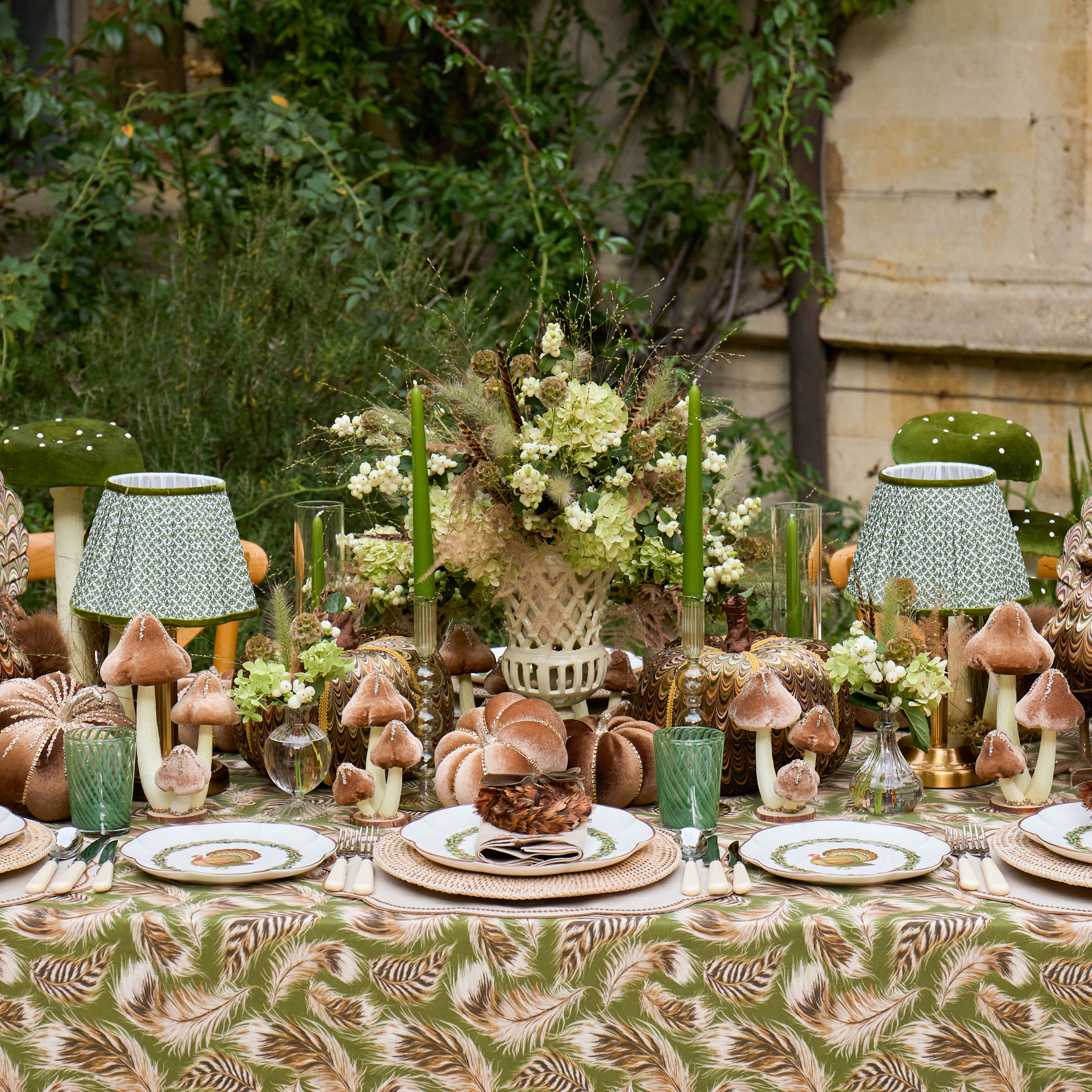 Olive Feather Tablecloth