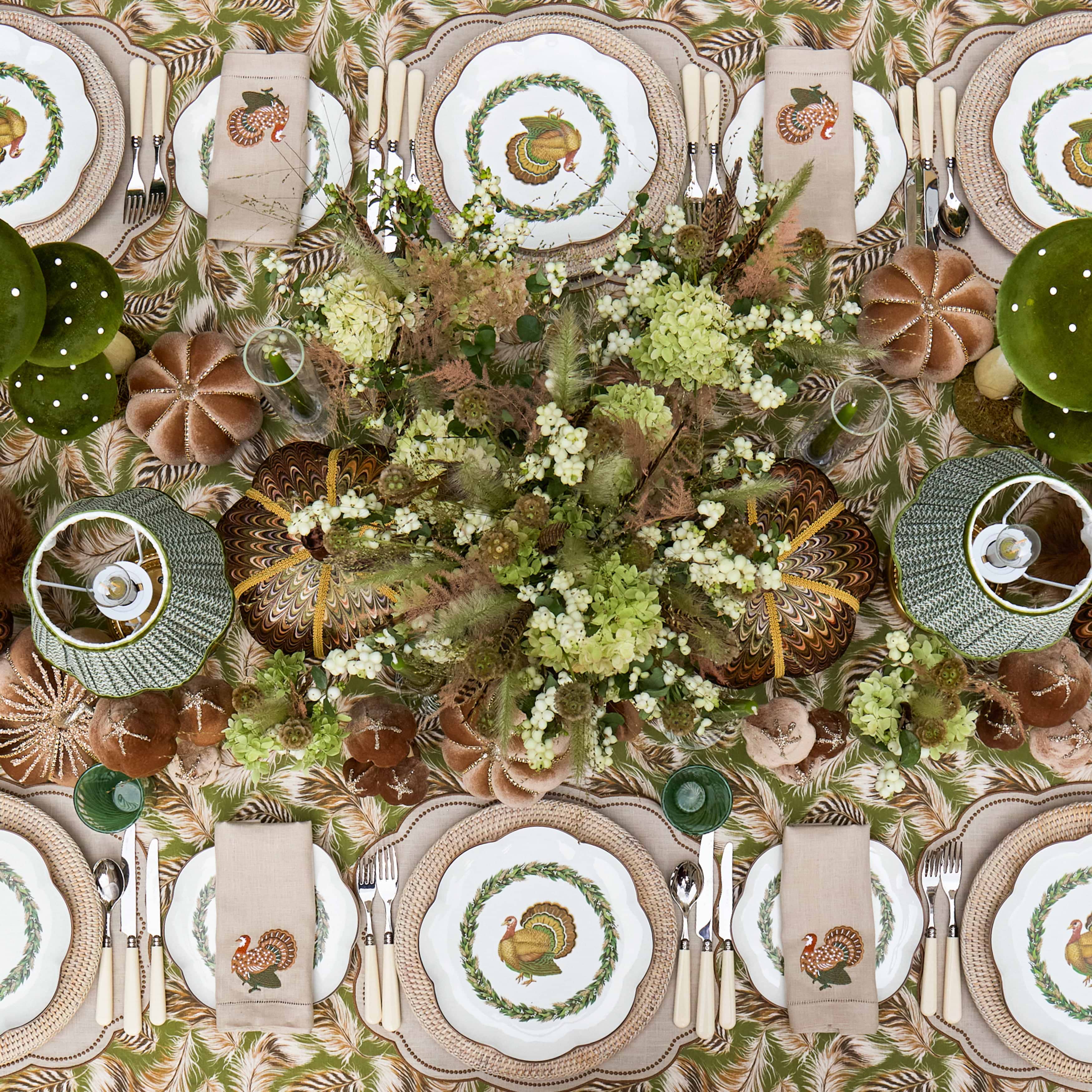 Taupe & Chocolate Eloise Linen Placemats & Turkey Napkins (Set of 4)