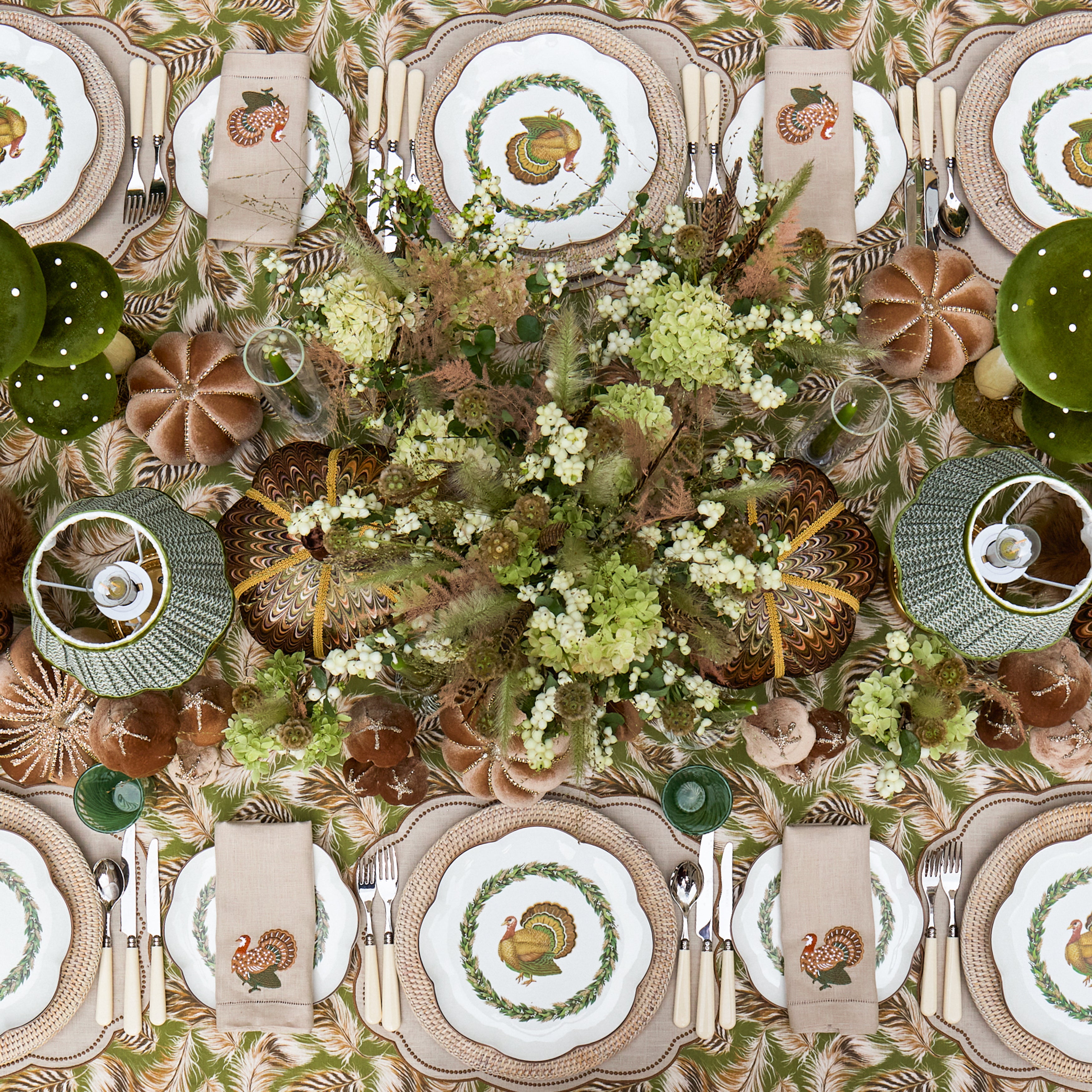 Taupe & Chocolate Eloise Linen Placemats & Turkey Napkins (Set of 4)