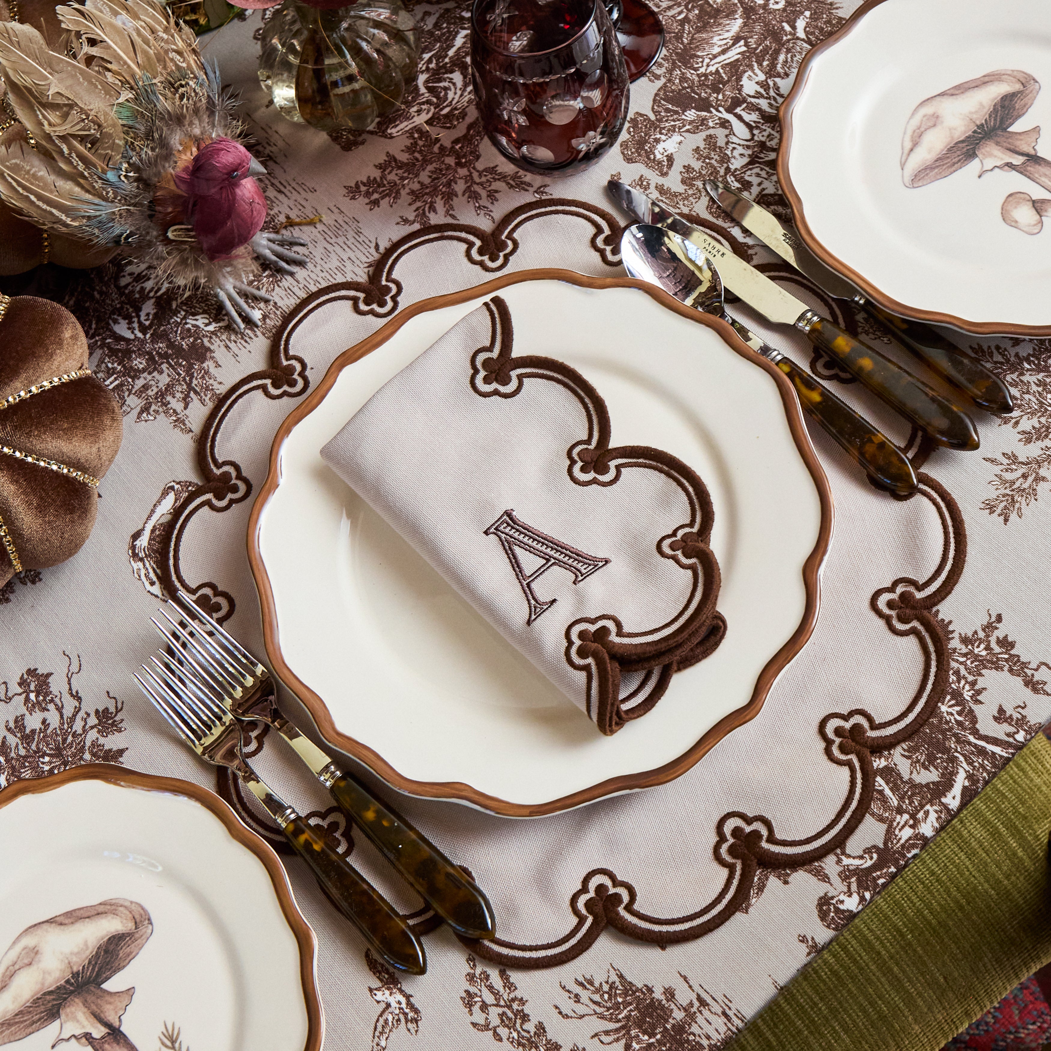 Taupe & Chocolate Delilah Napkins (Set of 4)