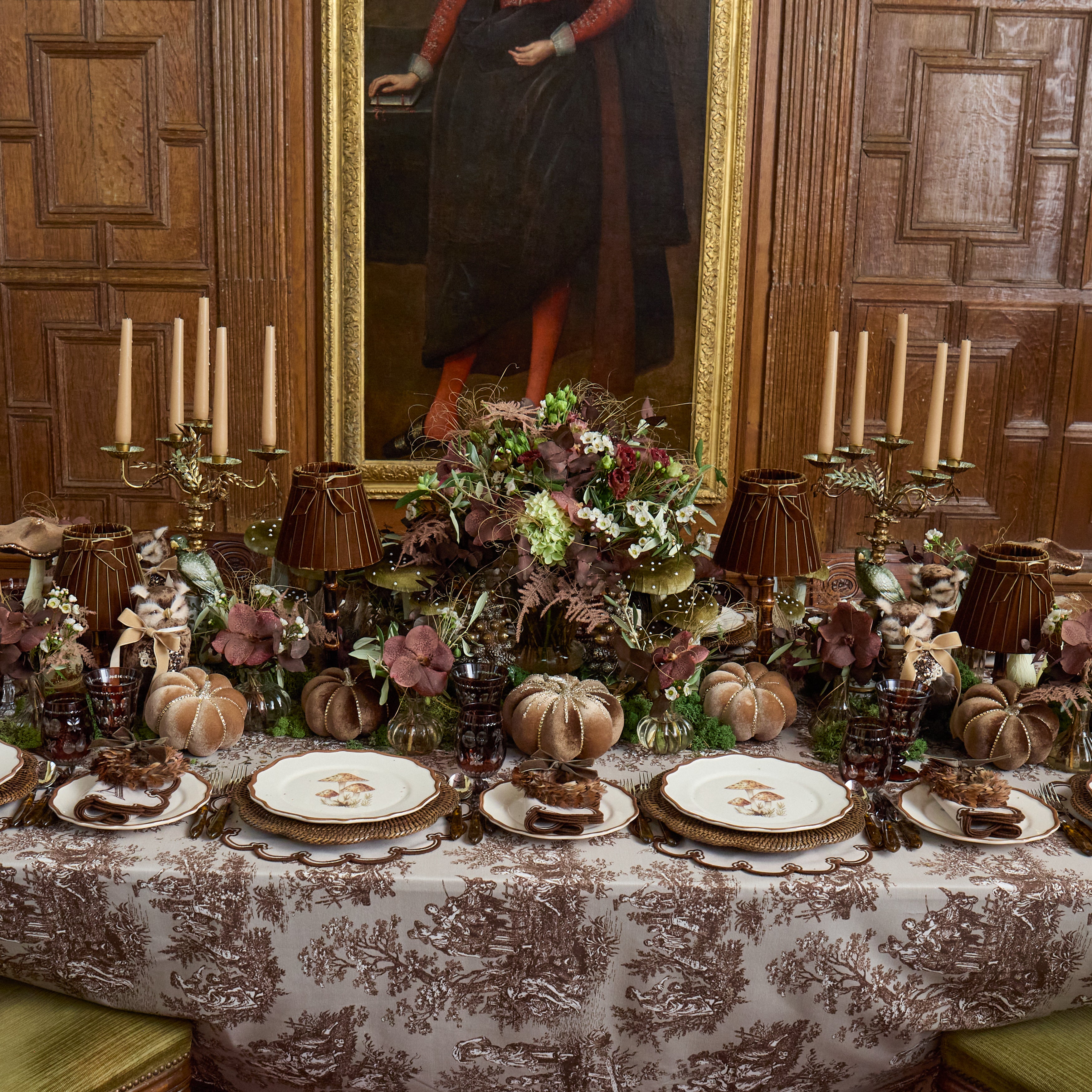 Taupe & Chocolate Delilah Placemats & Napkins (Set of 8)