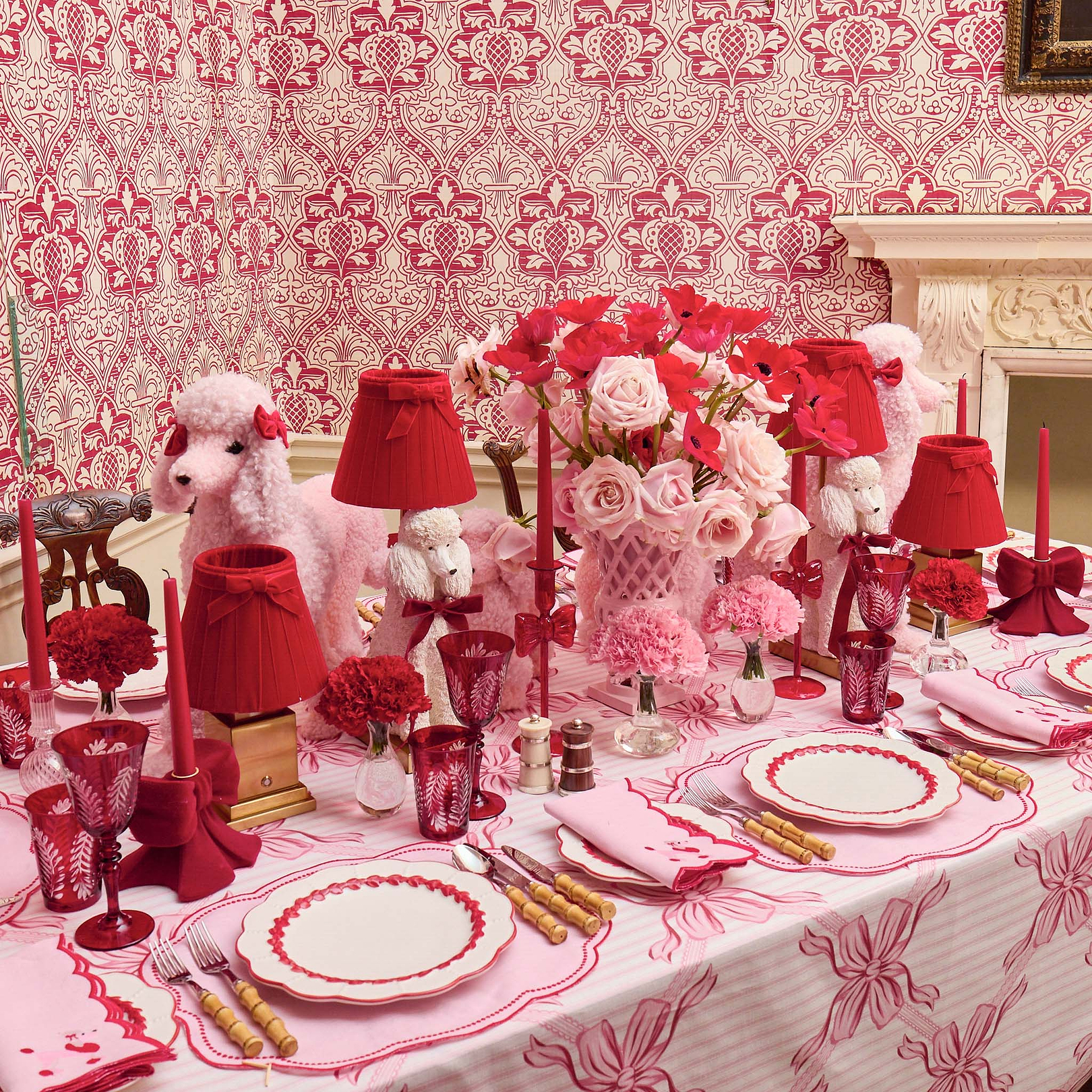 Pink & Red Eloise Linen Placemats (Set of 4)