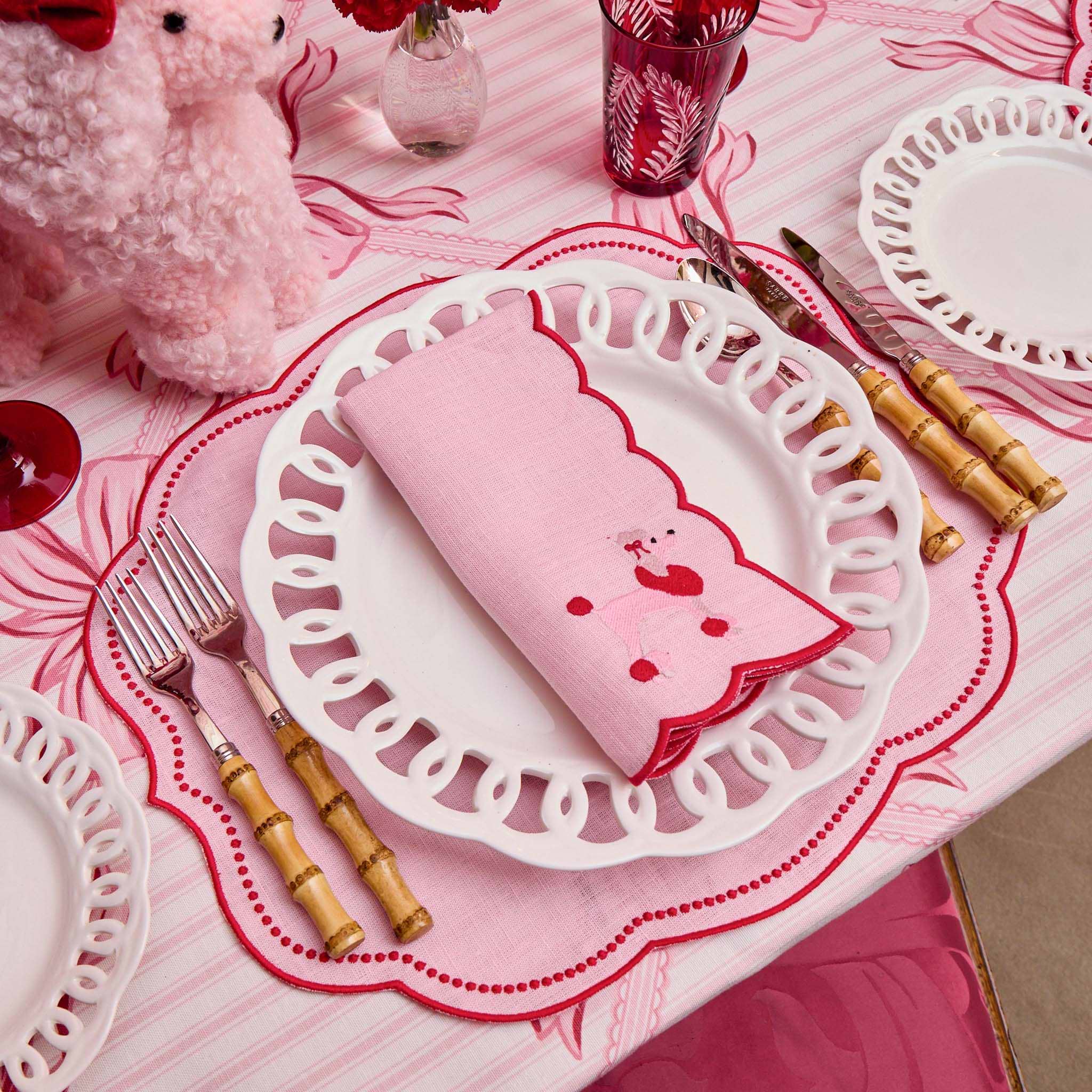 Pink & Red Eloise Linen Placemats (Set of 4)
