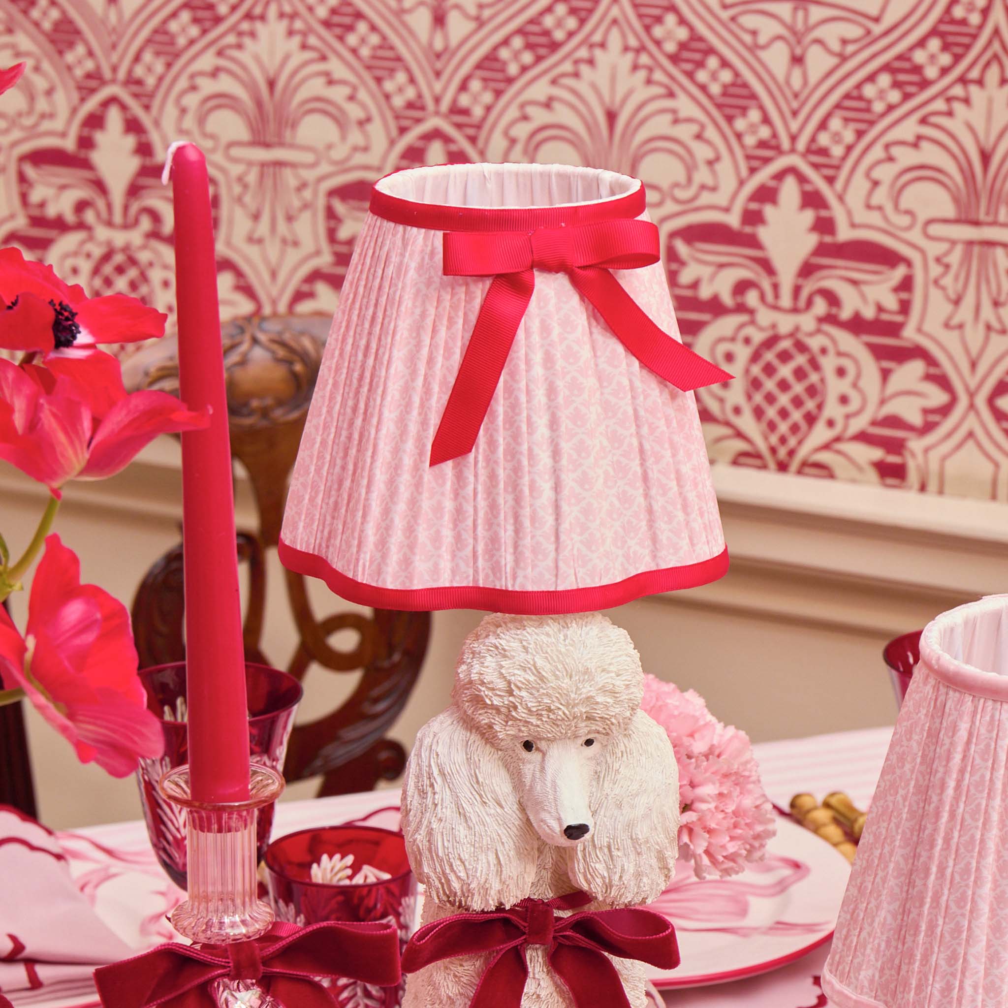 Pink & Red Lotus Bow Lampshade (18cm)