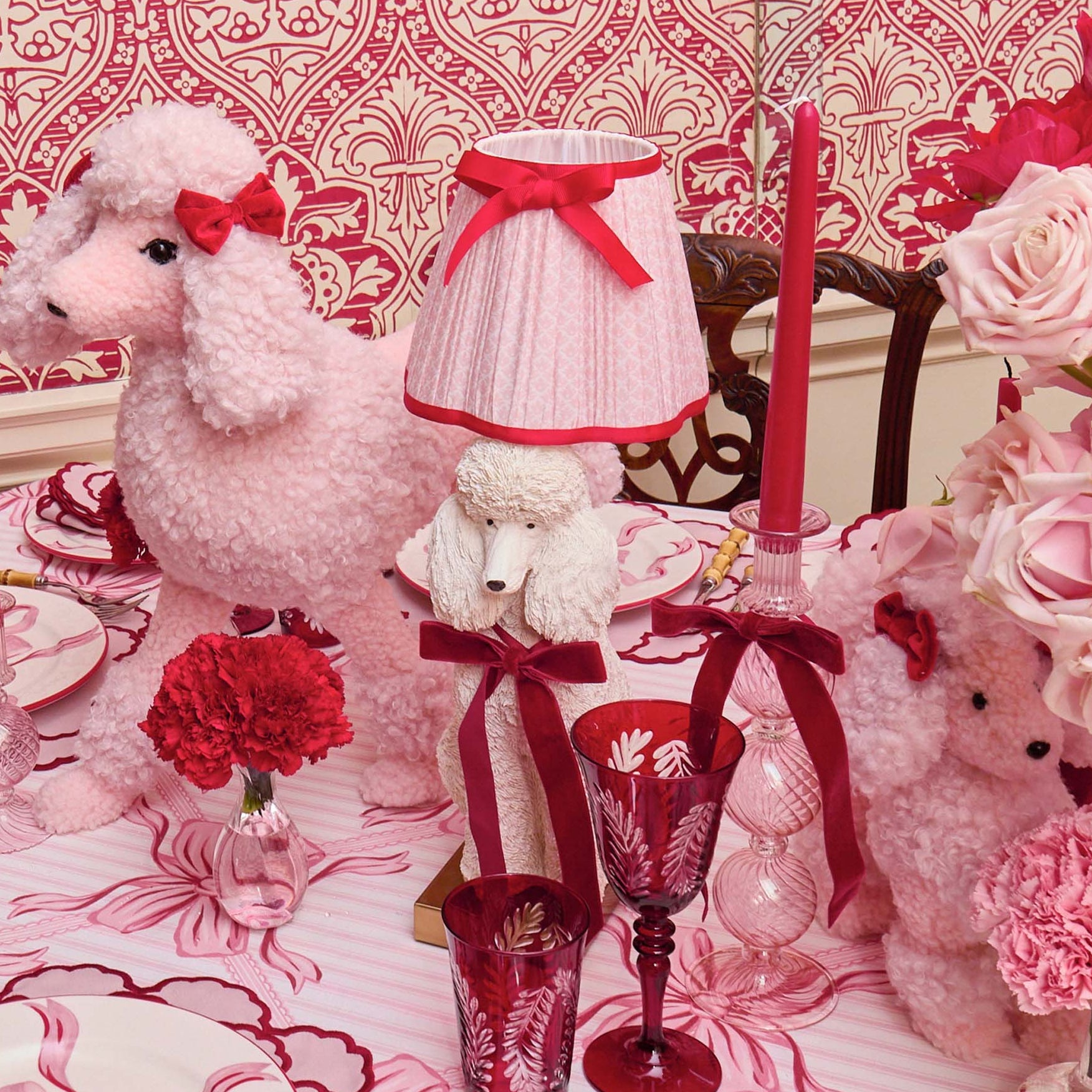 Pink & Red Lotus Bow Lampshade (18cm)