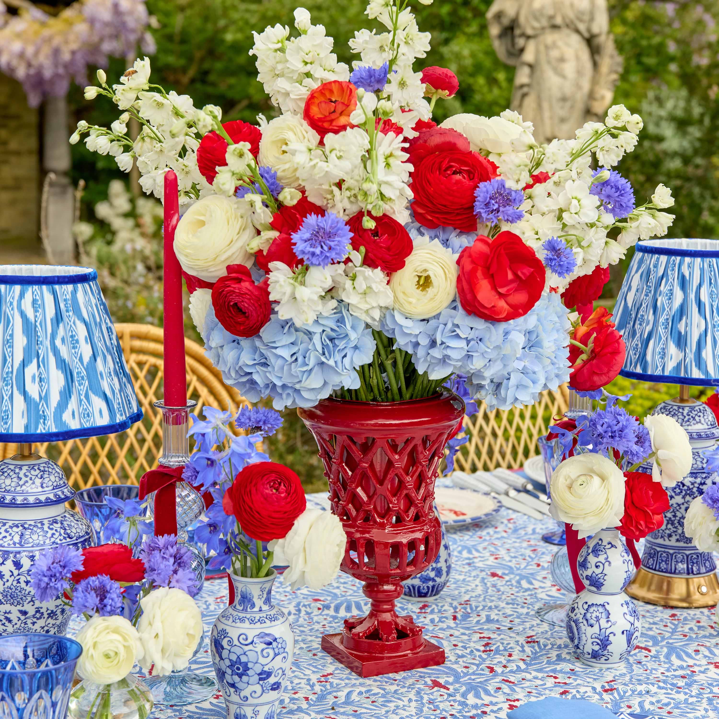 Red Small Adelaide Lattice Urn Vase