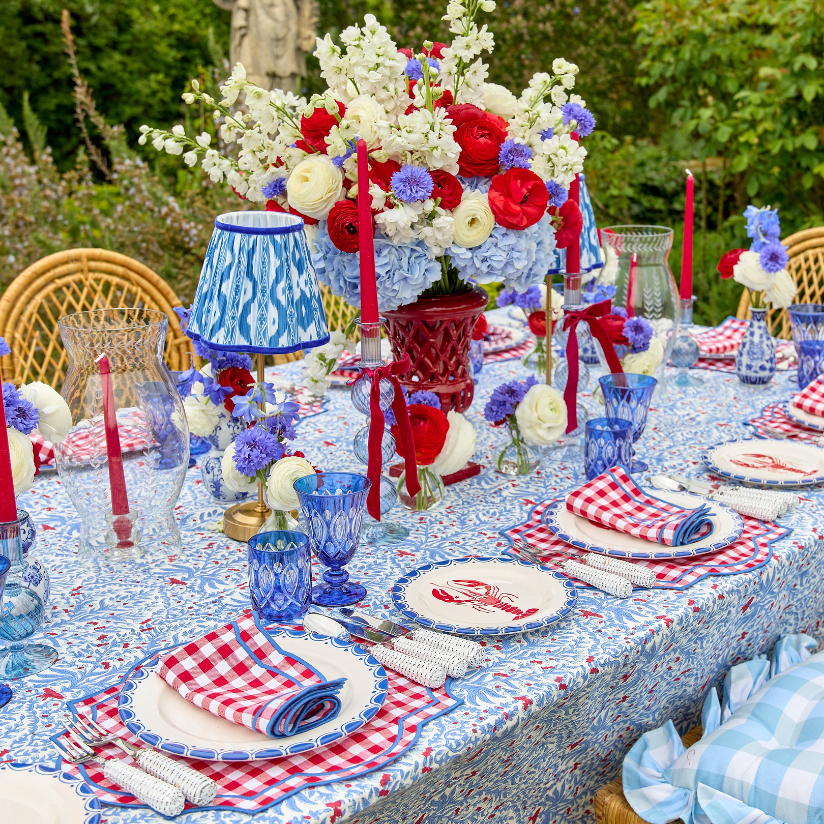 Camille Azure Red Ribboned Candlescape