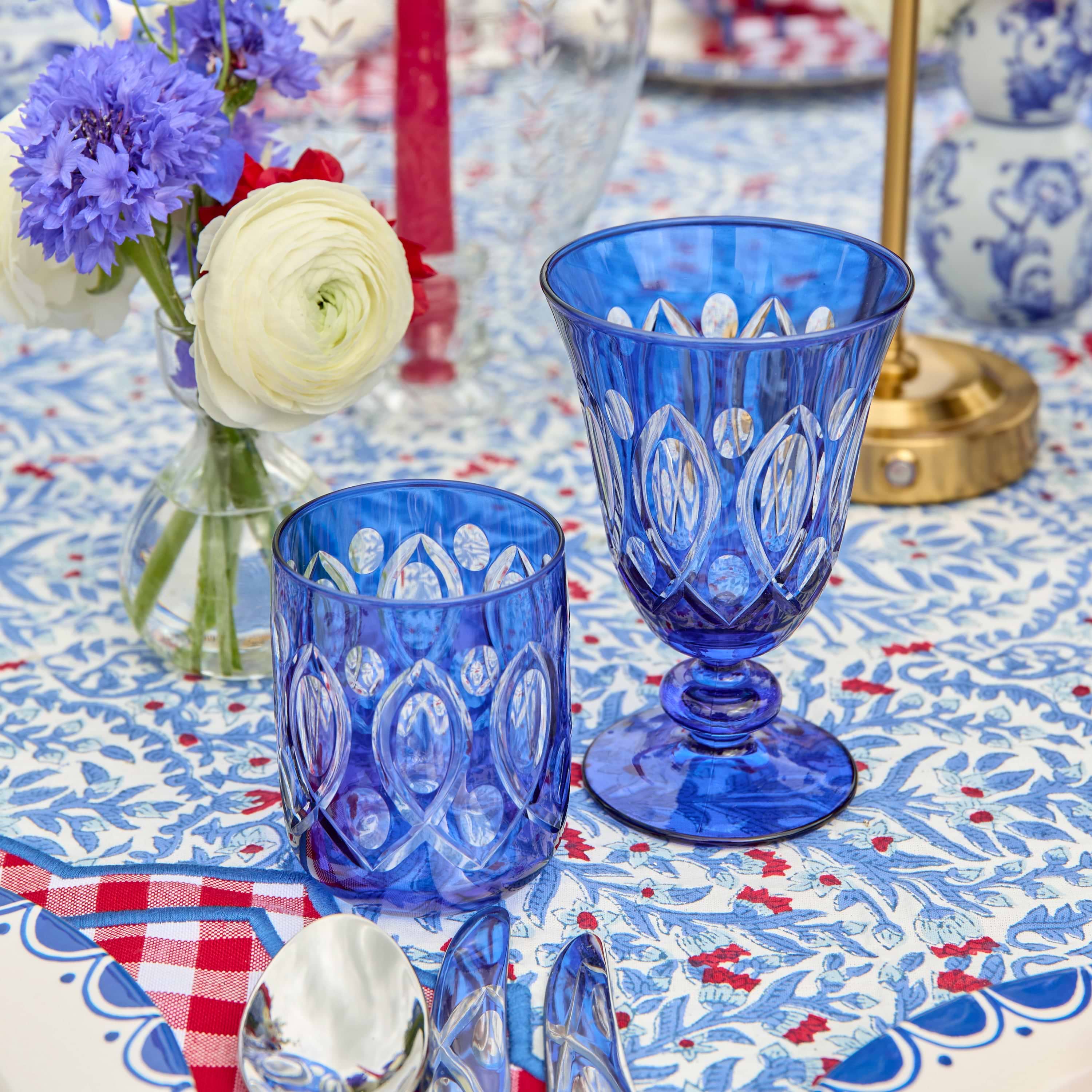 Cobalt Carolyn Engraved Wine Glasses (Set of 4)
