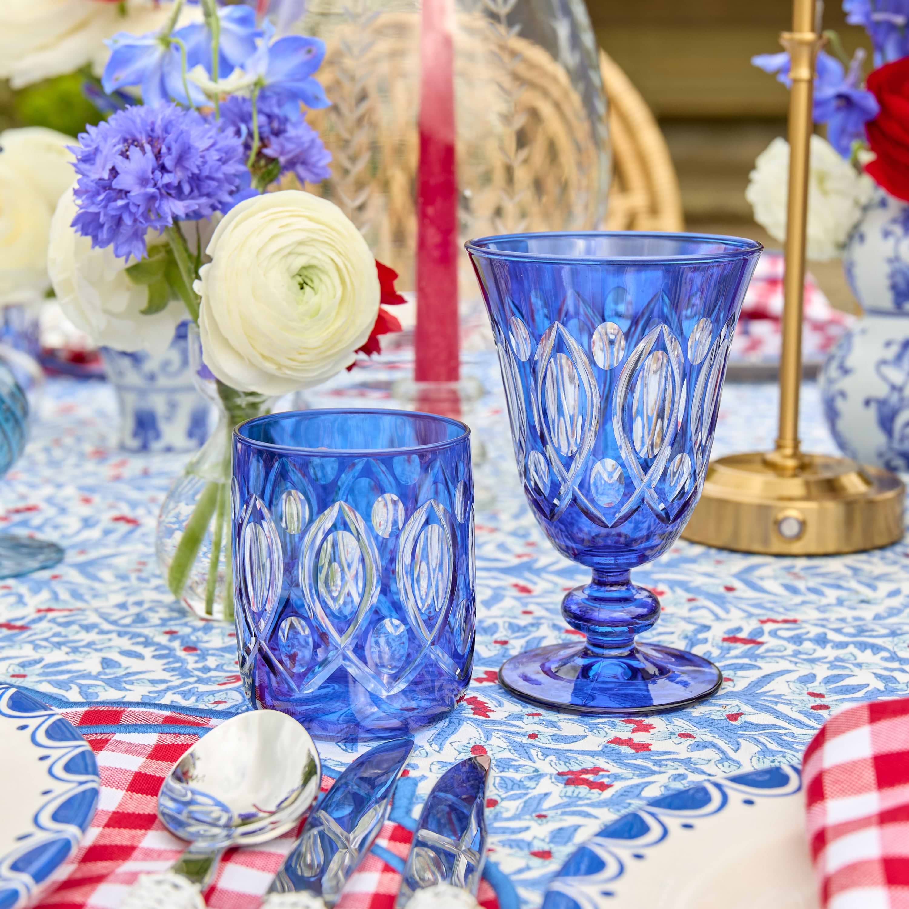 Cobalt Carolyn Engraved Wine Glasses (Set of 4)